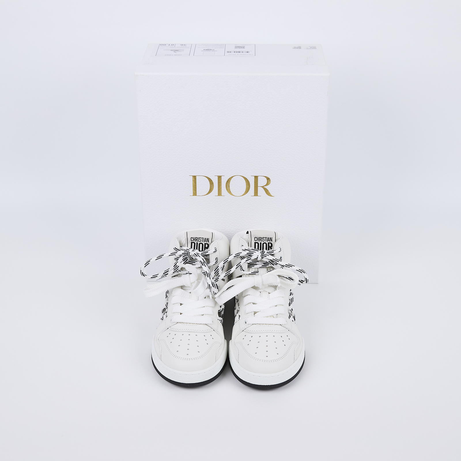 迪奧 CHRISTIAN DIOR FIRST 高筒 運動鞋 KCK431CTF_S10W_36 白FIRST綁帶高統鞋#36 原廠盒子/防塵袋