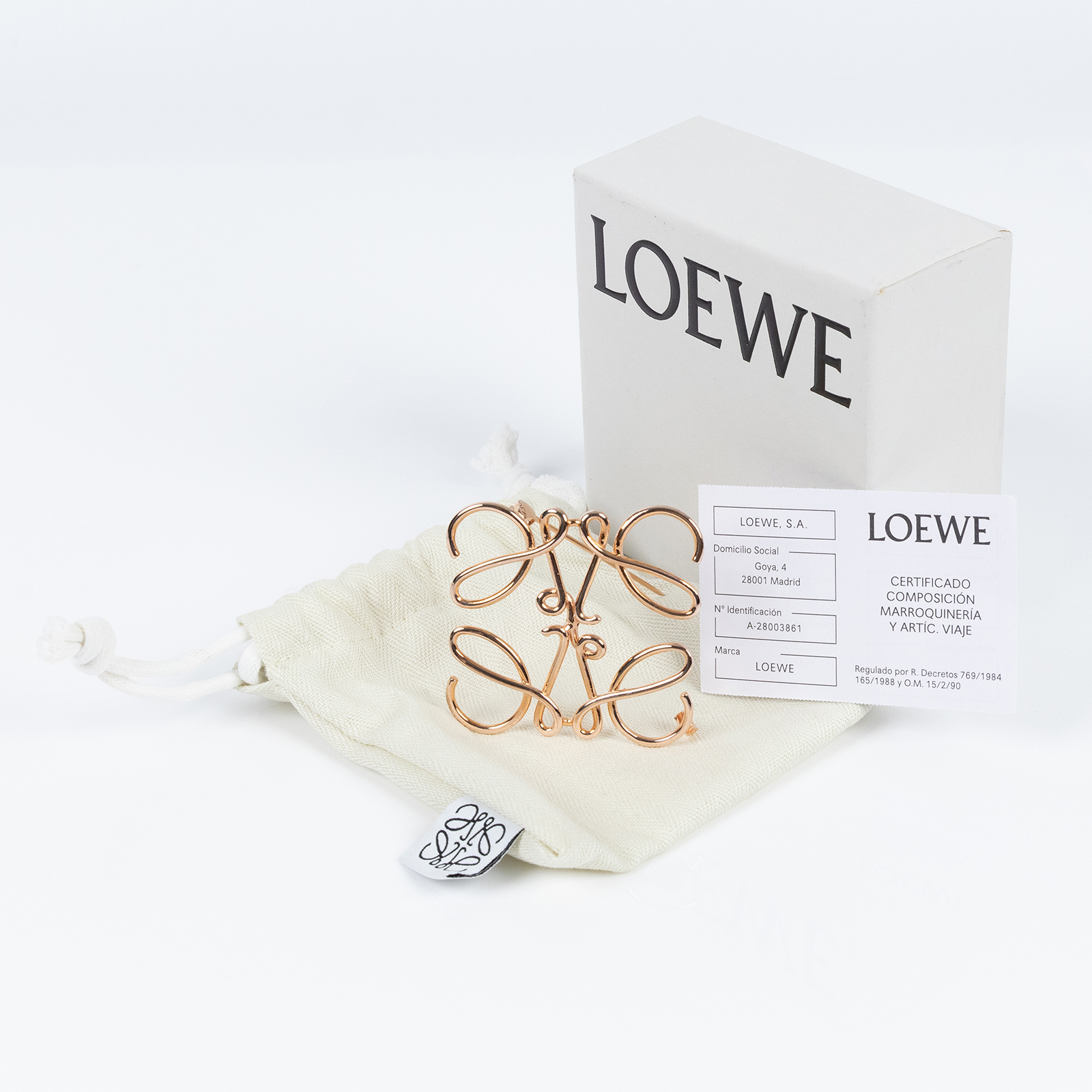 羅意威 LOEWE Anagram 別針 111.25.020 玫瑰色LOGO胸針 原廠盒子/防塵袋