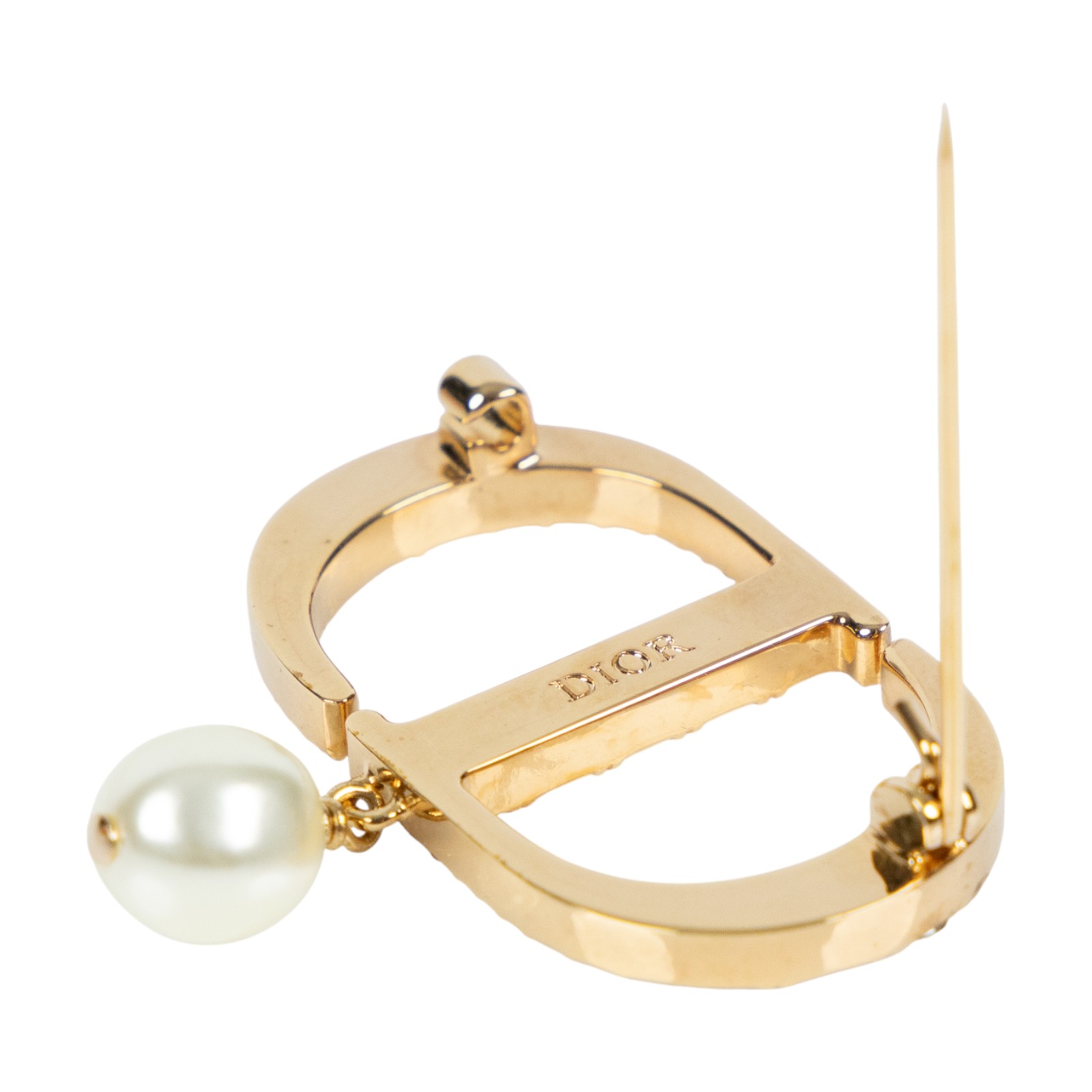 迪奧 CHRISTIAN DIOR Petit CD 胸針 V0716PTCCY_D301 水鑽CD珍珠胸針 原廠盒子/防塵袋