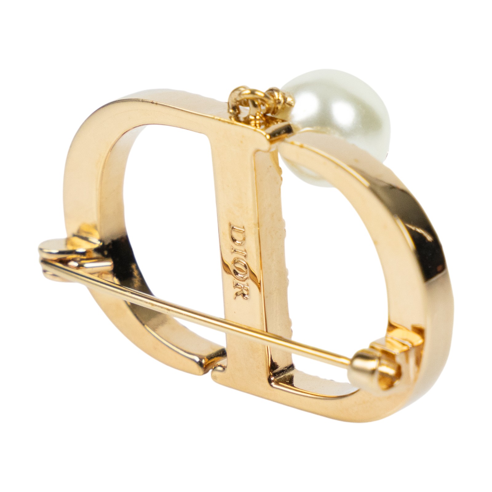 迪奧 CHRISTIAN DIOR Petit CD 胸針 V0716PTCCY_D301 水鑽CD珍珠胸針 原廠盒子/防塵袋