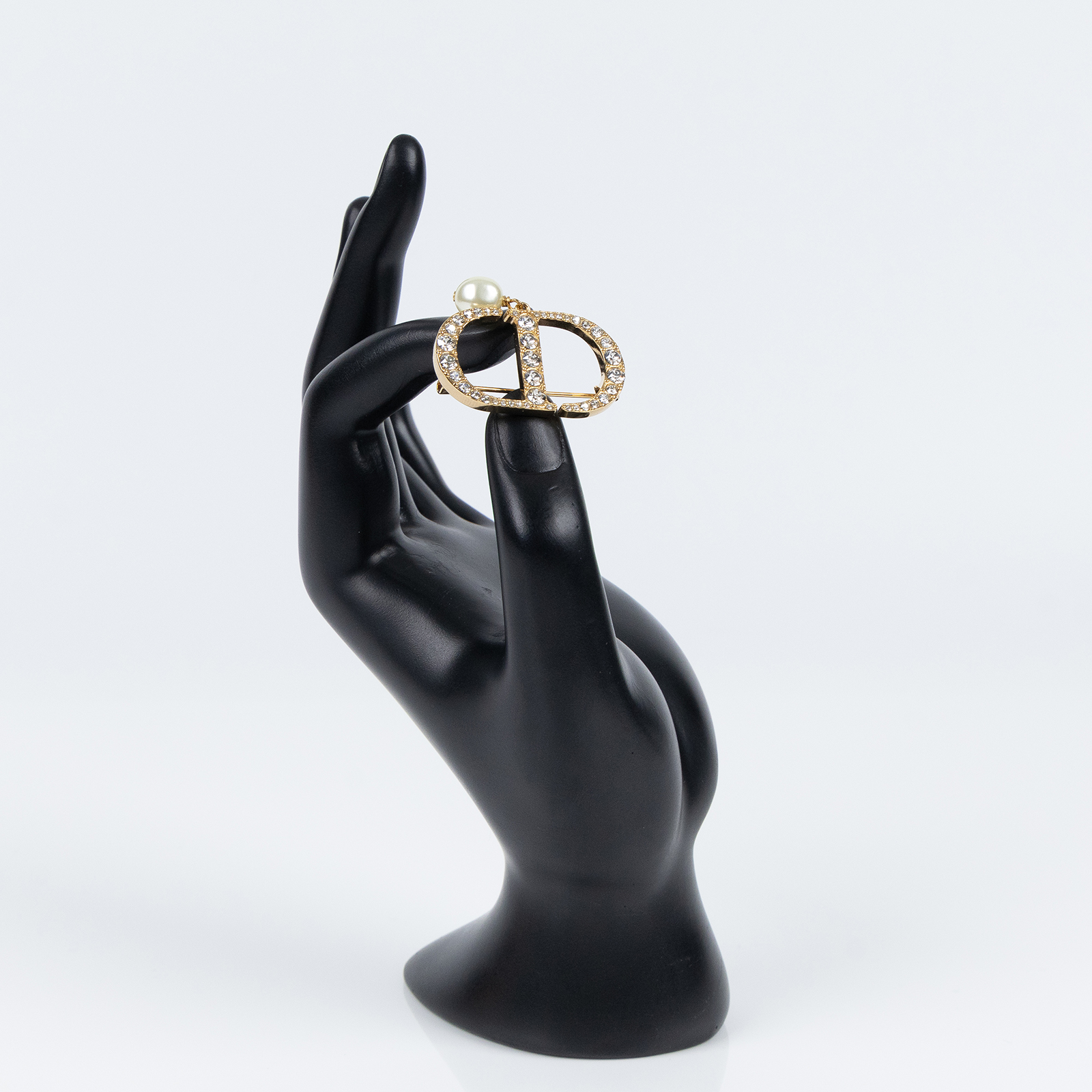 迪奧 CHRISTIAN DIOR Petit CD 胸針 V0716PTCCY_D301 水鑽CD珍珠胸針 原廠盒子/防塵袋