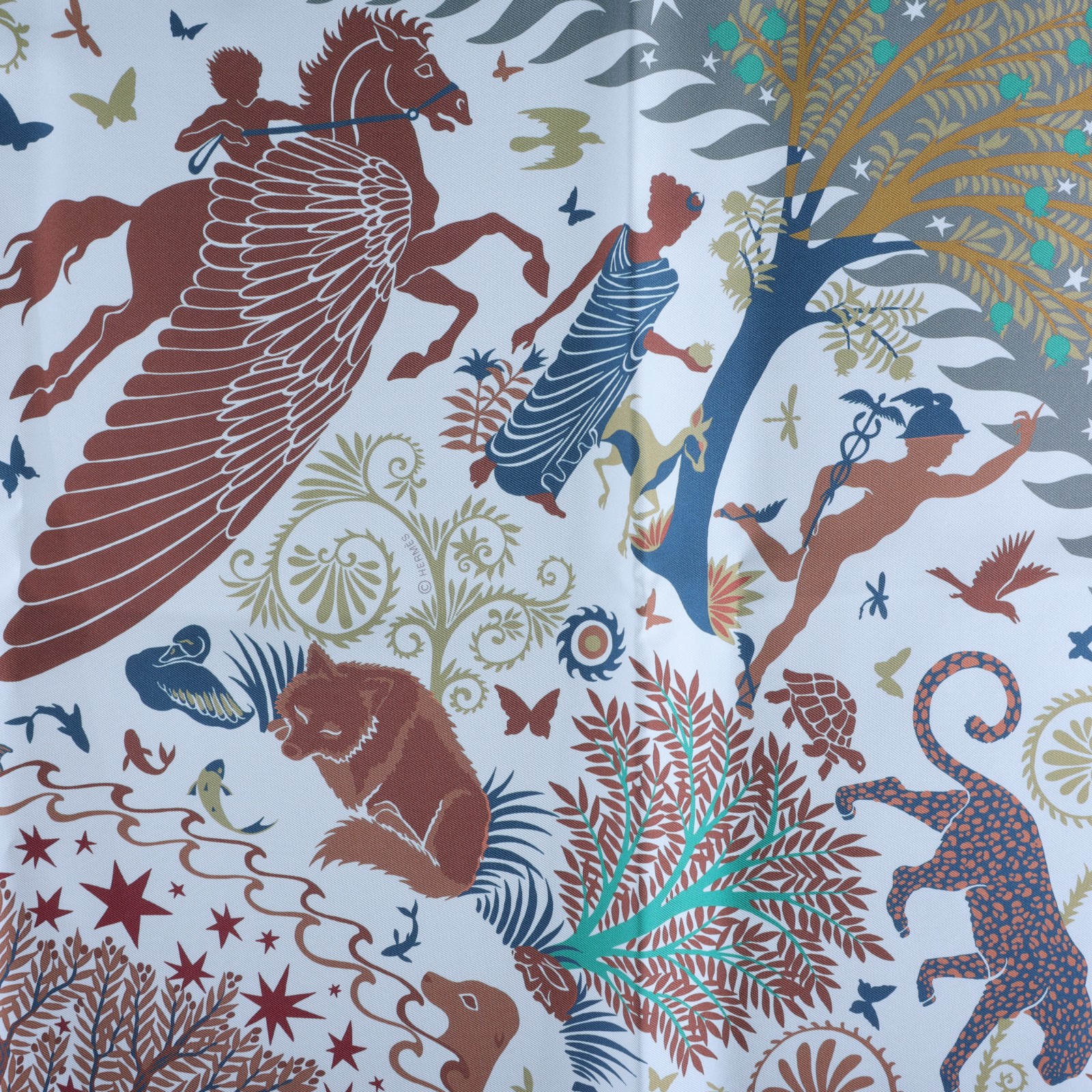 愛馬仕 Hermes Sous le Charme scarf 90 絲巾 H903702Sv02 903702S  原廠盒子