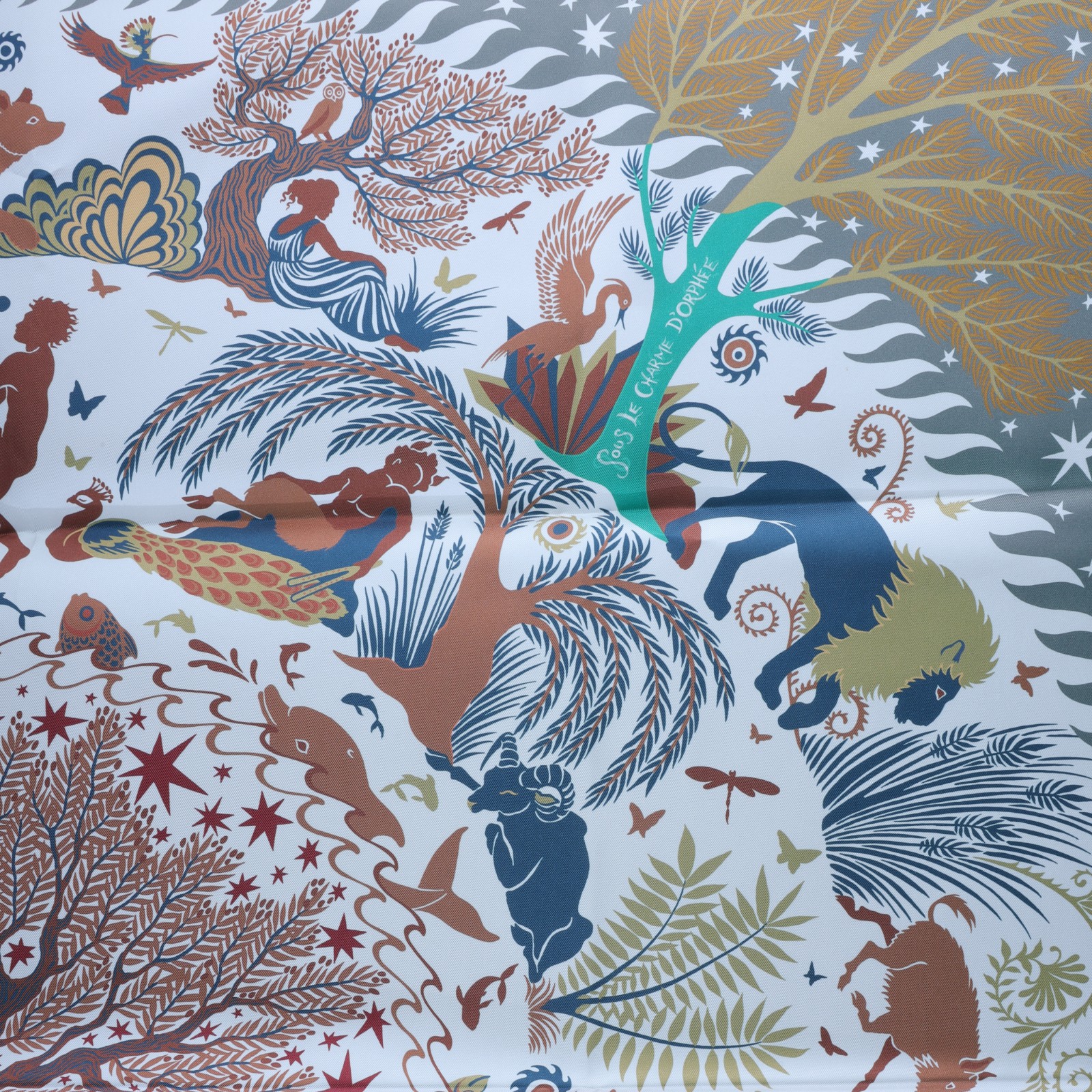 愛馬仕 Hermes Sous le Charme scarf 90 絲巾 H903702Sv02 903702S  原廠盒子