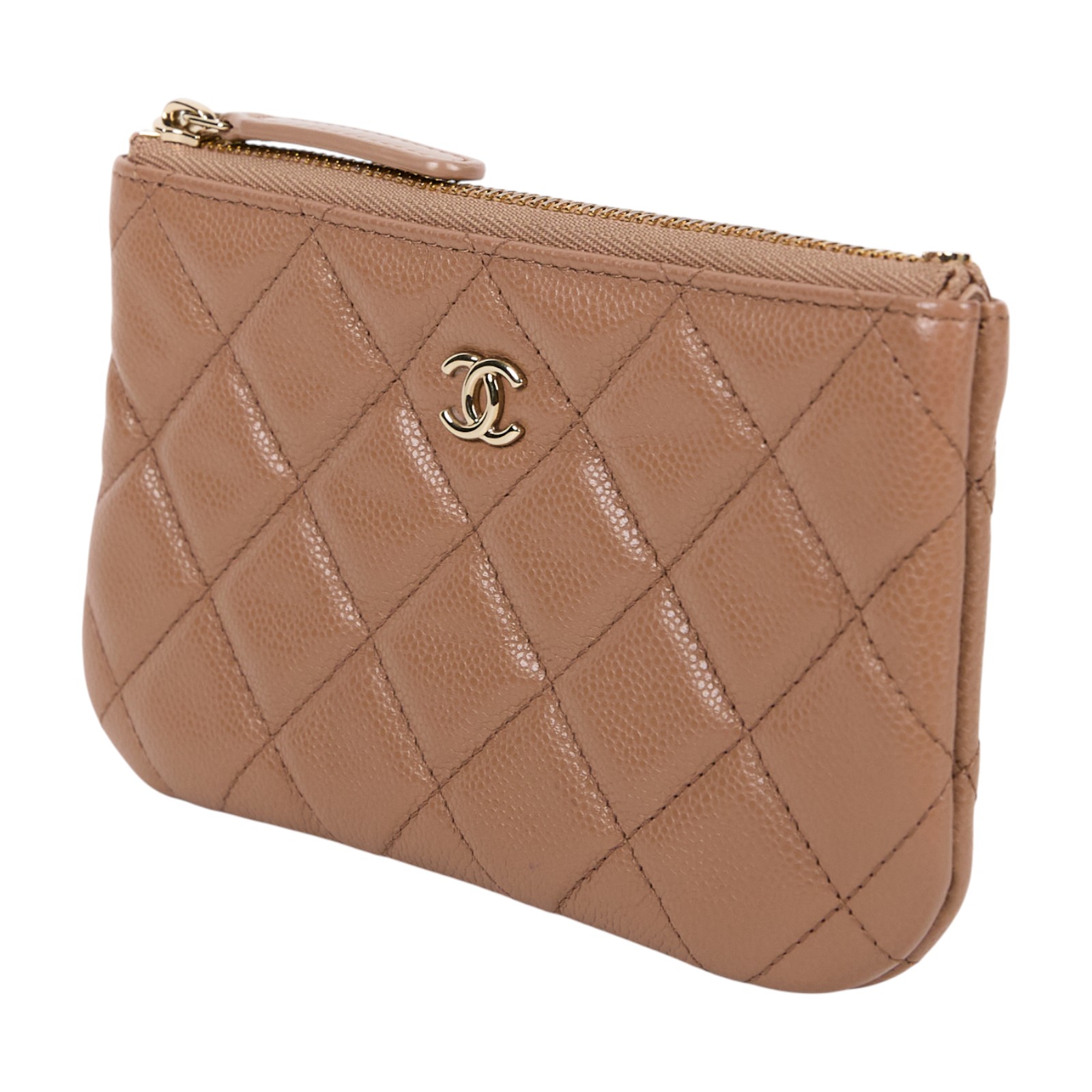 香奈兒 CHANEL 經典 拉鍊 隨身包 小型 AP4020 晶片款 奶茶荔枝一字拉鍊錢包 無附屬品