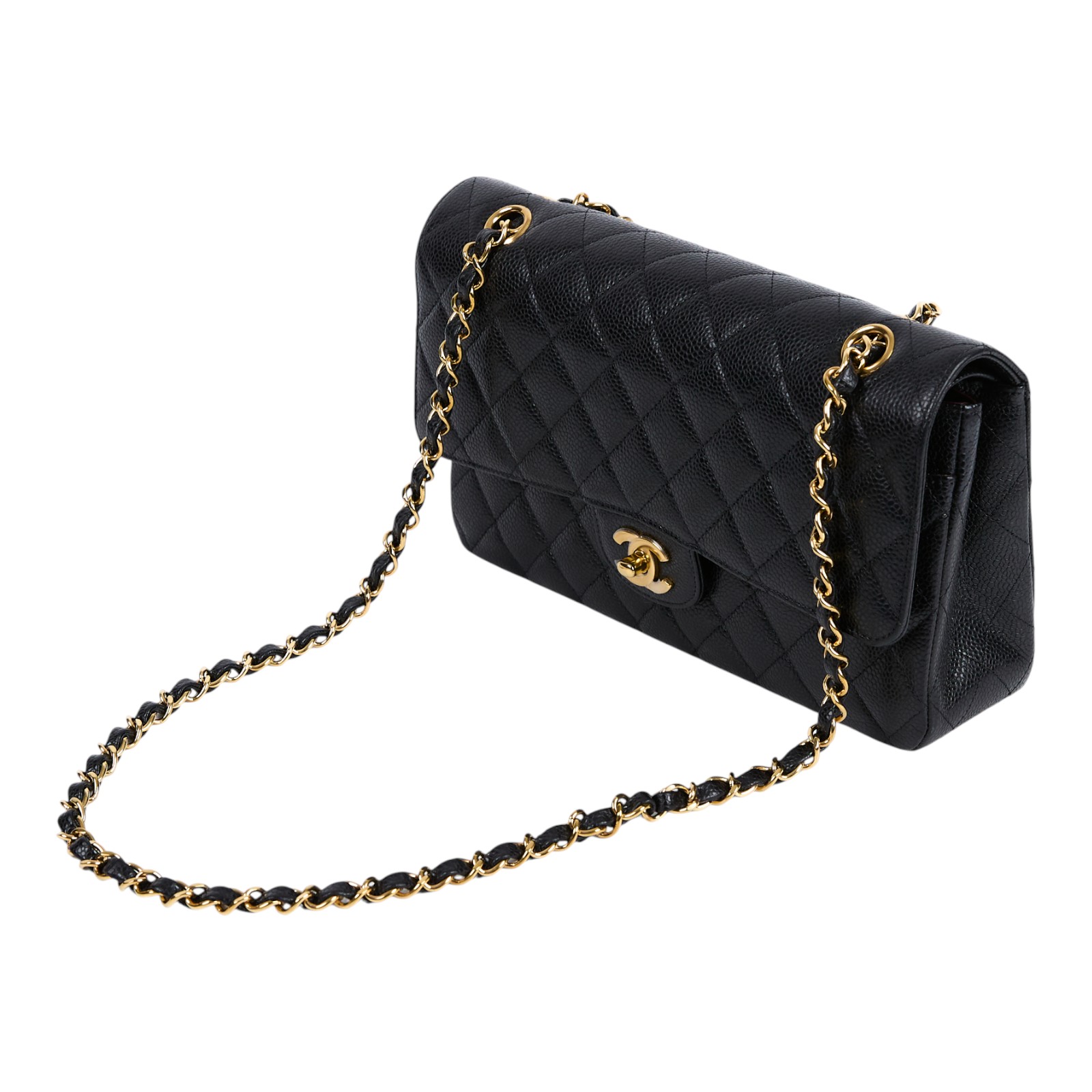 香奈兒 CHANEL CF 經典 11.12 口蓋包 A01112 晶片款 黑金荔枝COCO25 防塵袋/原廠盒子