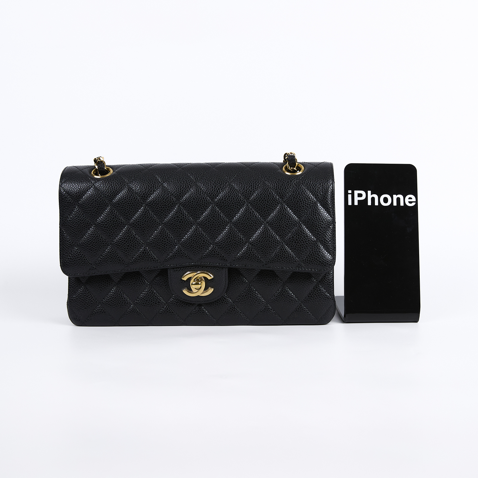 香奈兒 CHANEL CF 經典 11.12 口蓋包 A01112 晶片款 黑金荔枝COCO25 防塵袋/原廠盒子