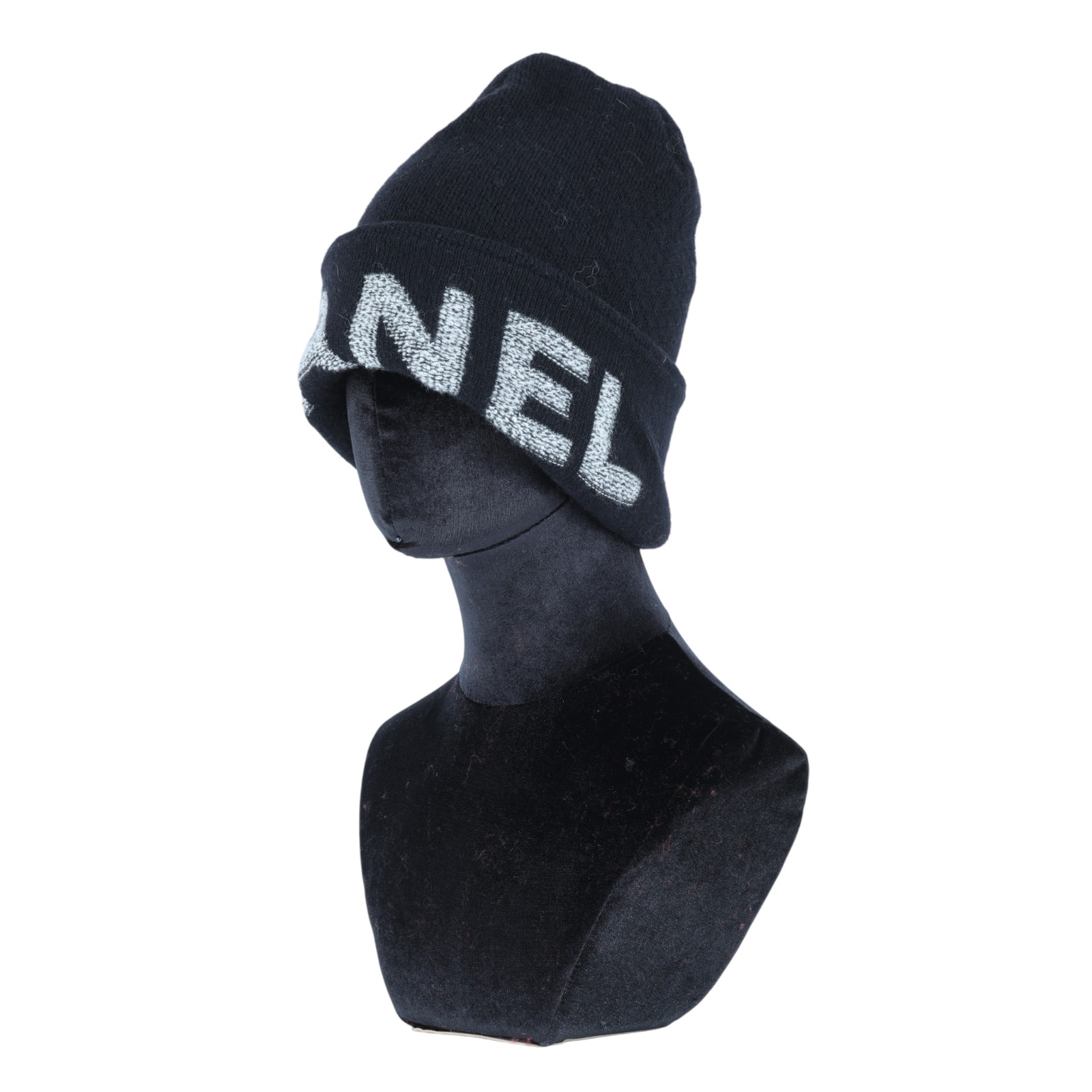 香奈兒 CHANEL LOGO 帽子 毛帽  黑灰LOGO毛帽 無附屬品