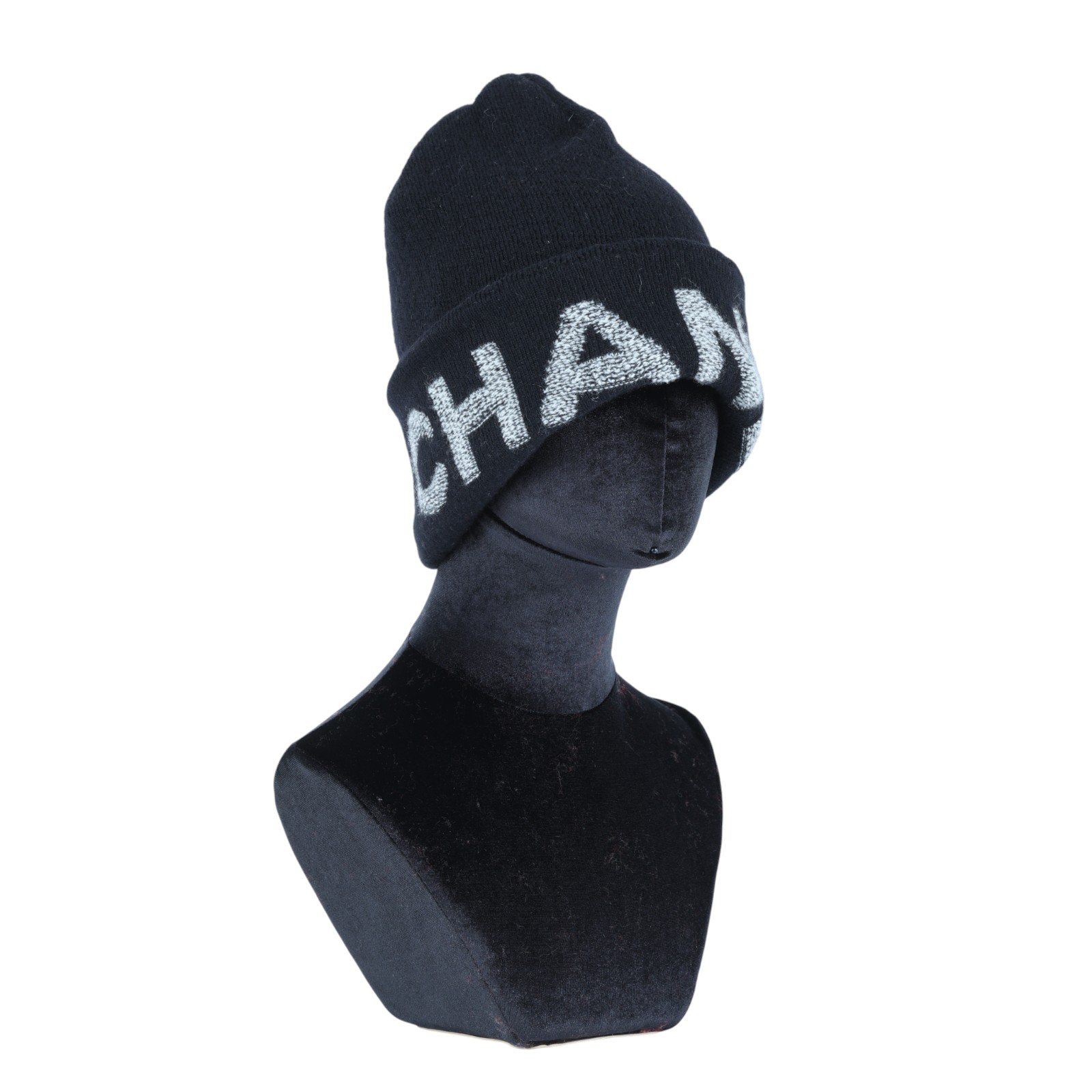 香奈兒 CHANEL LOGO 帽子 毛帽  黑灰LOGO毛帽 無附屬品