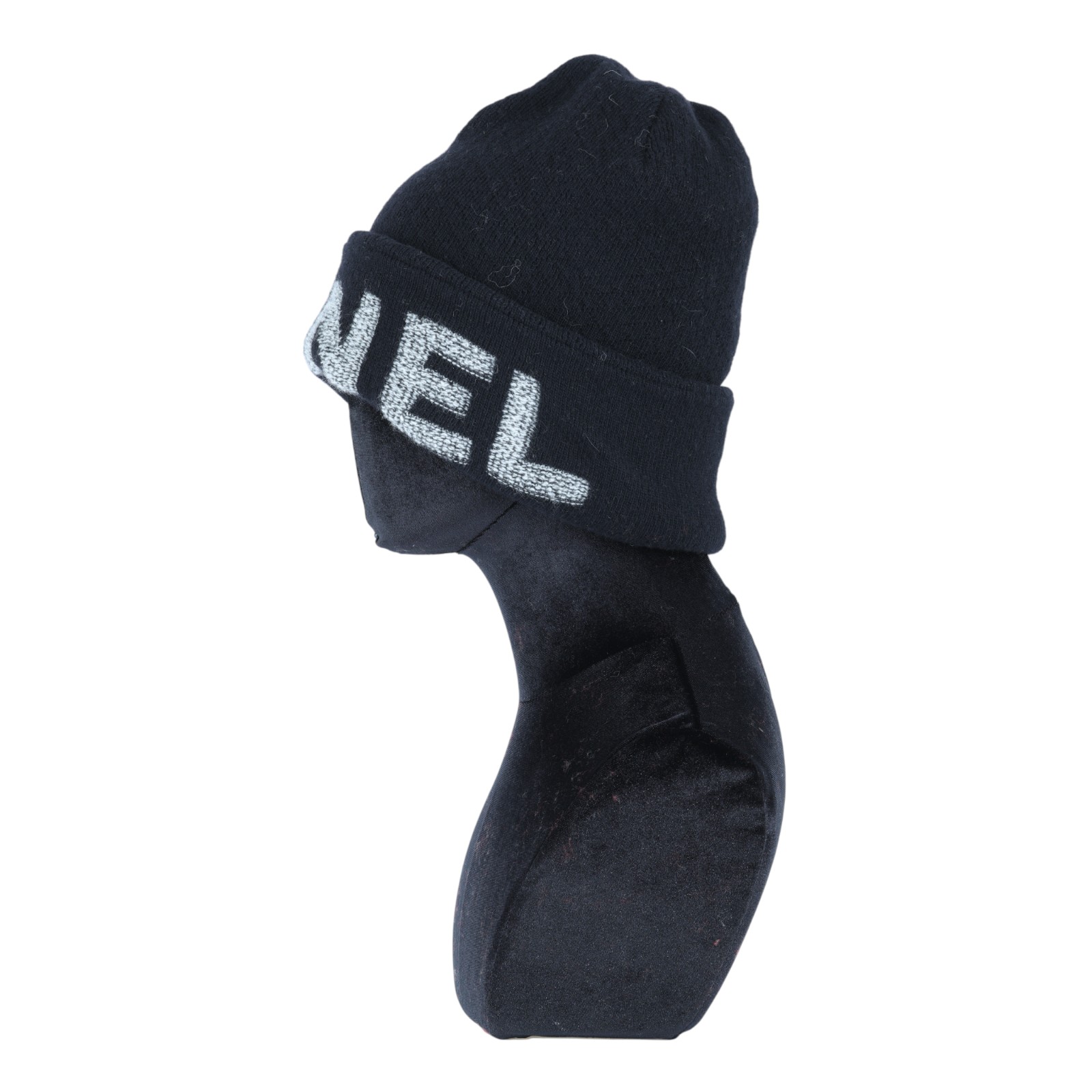 香奈兒 CHANEL LOGO 帽子 毛帽  黑灰LOGO毛帽 無附屬品