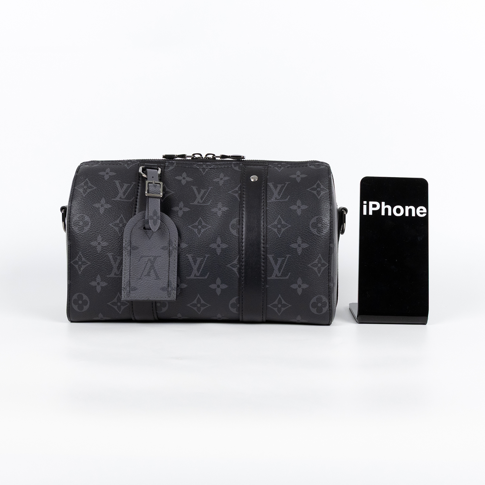 路易威登 LOUIS VUITTON City Keepall Eclipse帆布 拉鍊 斜背包 黑色 M45936 晶片款  原廠盒子/背帶/吊牌