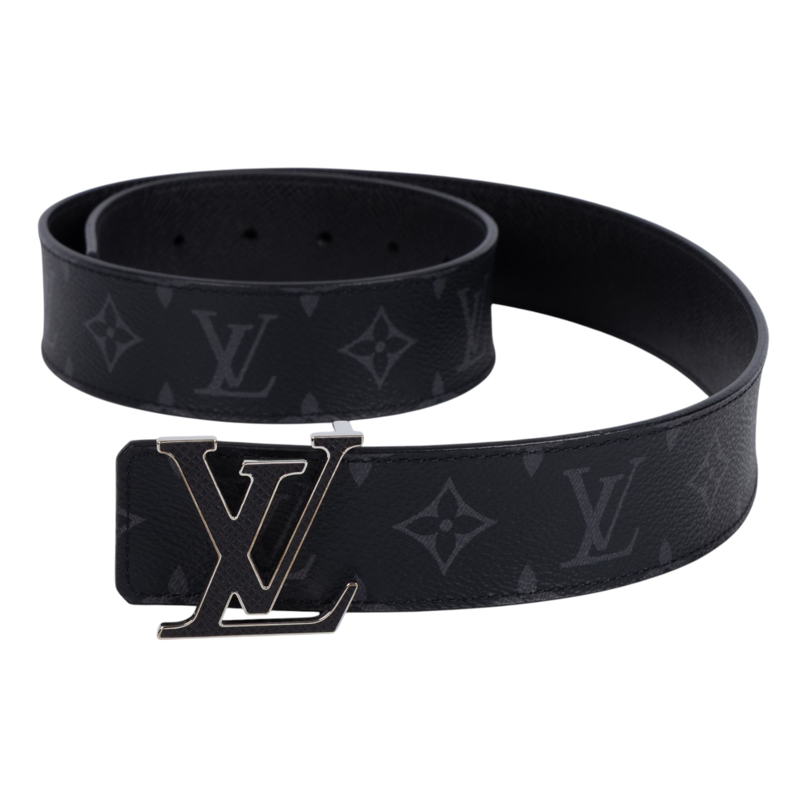 路易威登 LOUIS VUITTON LV Initiales 40毫米 雙面皮帶 M0157V 黑原花皮帶 防塵袋/原廠盒子