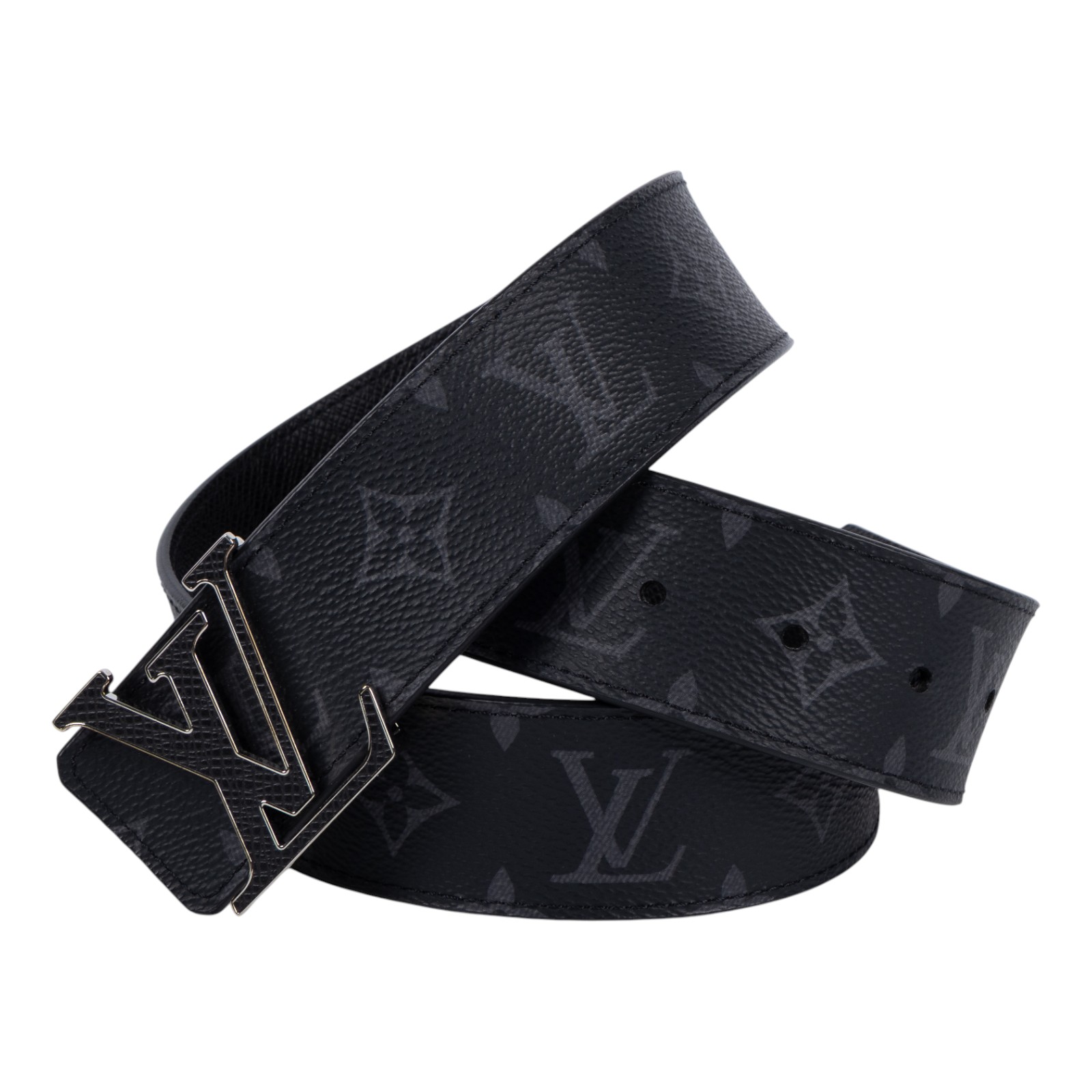 路易威登 LOUIS VUITTON LV Initiales 40毫米 雙面皮帶 M0157V 黑原花皮帶 防塵袋/原廠盒子