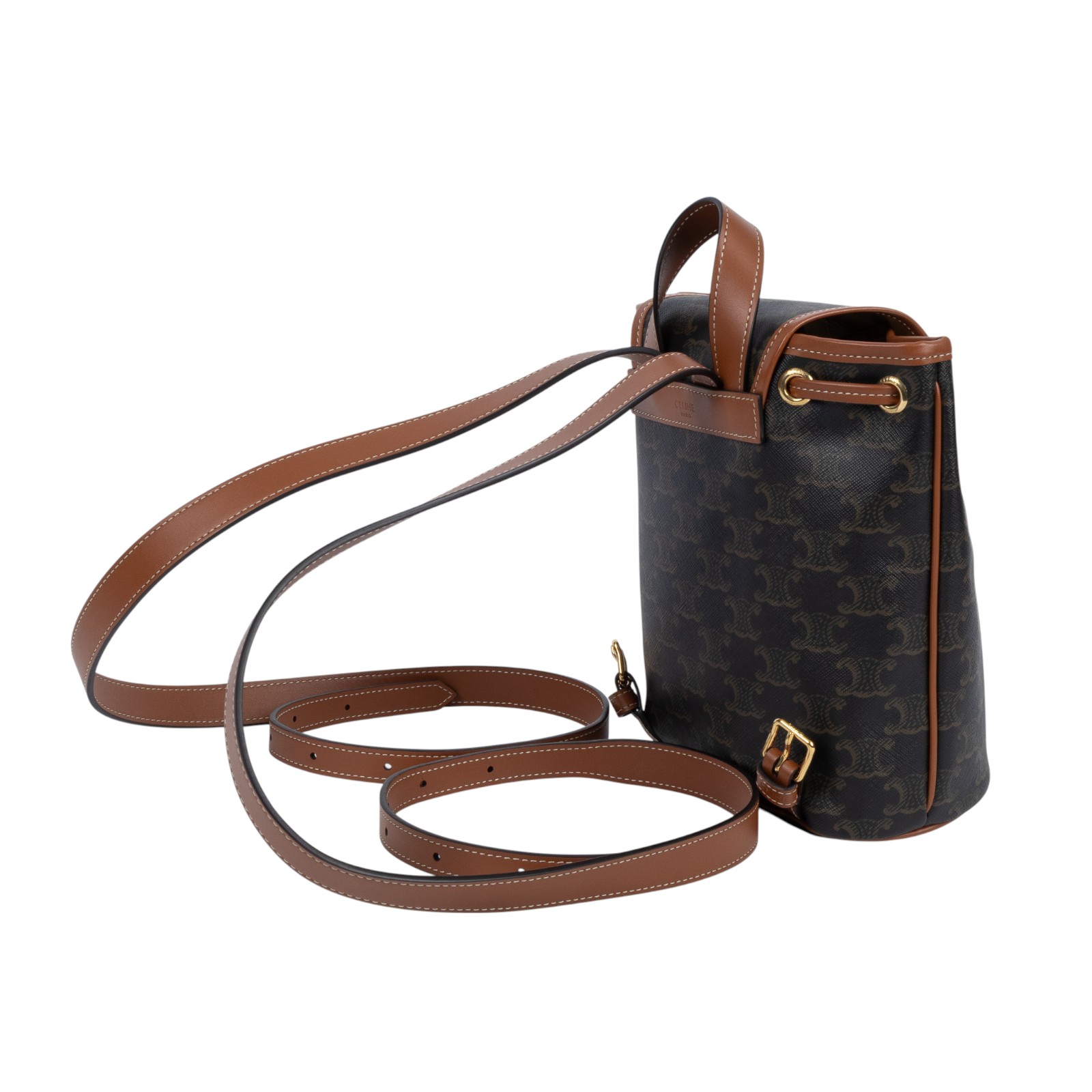 思琳 CELINE Triomphe帆布 小牛皮 迷你 Folco 後背包 197662CAS 原花TRIOMPHE FOLCO後背包 原廠盒子/防塵袋