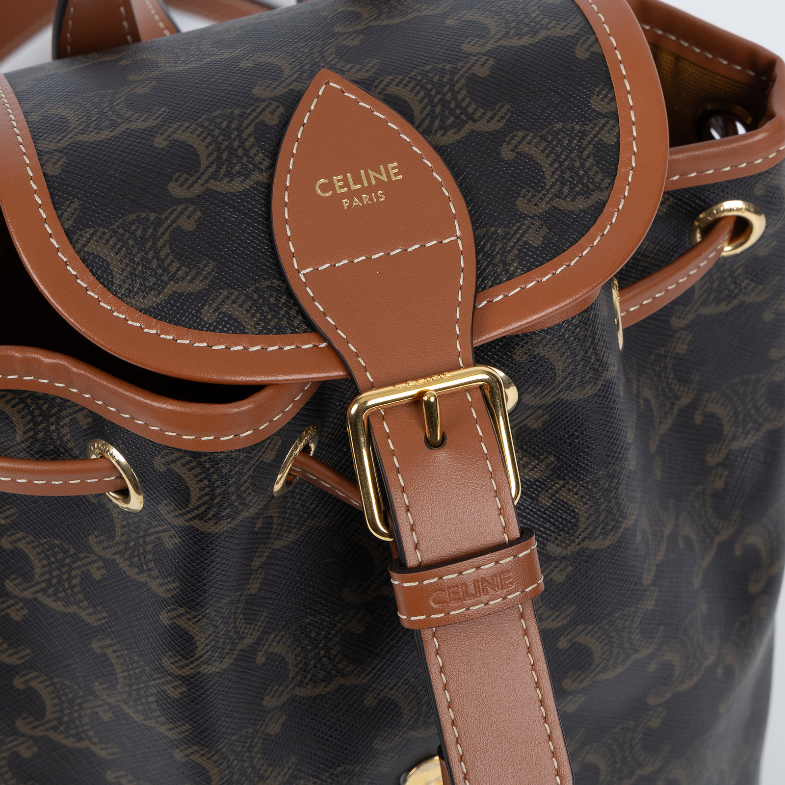 思琳 CELINE Triomphe帆布 小牛皮 迷你 Folco 後背包 197662CAS 原花TRIOMPHE FOLCO後背包 原廠盒子/防塵袋