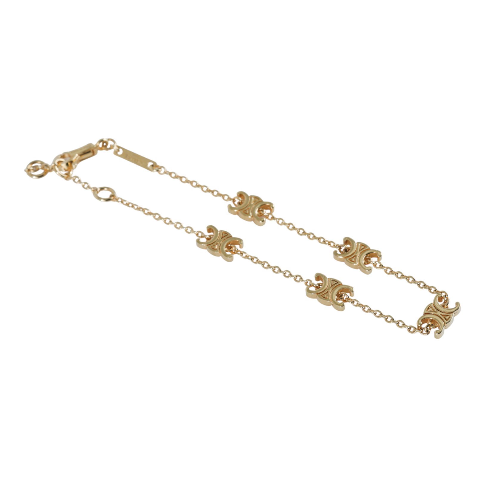 思琳 CELINE Triomphe 金色飾面 黃銅 迷你手鐲 460MT6BRA 金色凱旋手鍊 原廠盒子/防塵袋