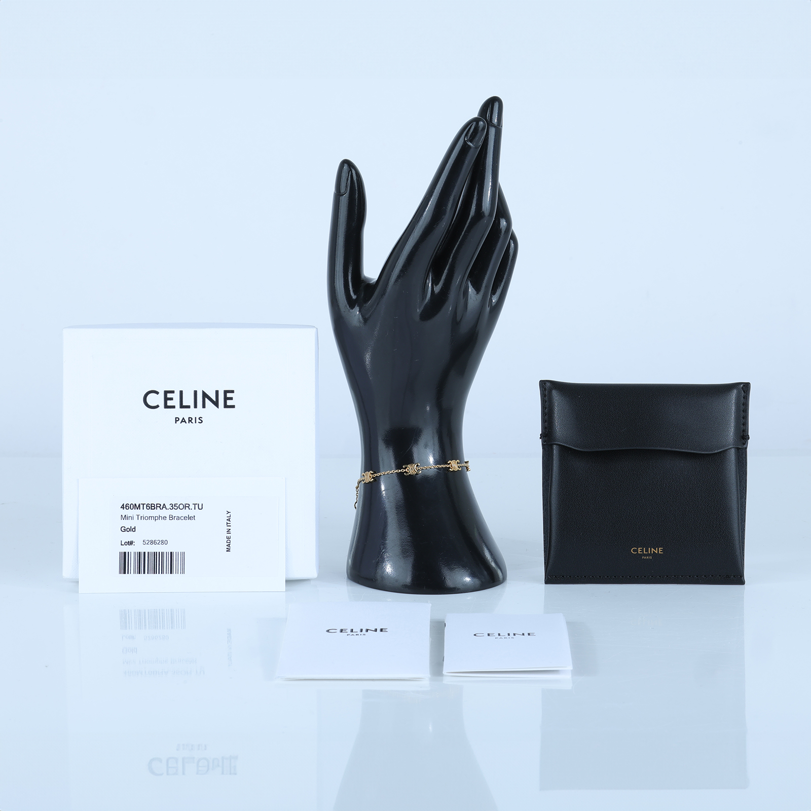 思琳 CELINE Triomphe 金色飾面 黃銅 迷你手鐲 460MT6BRA 金色凱旋手鍊 原廠盒子/防塵袋