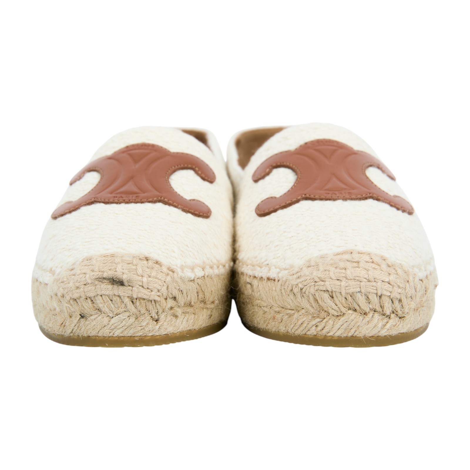 思琳 CELINE Les Espadrilles 漁夫鞋 354432278C_38 米白凱旋門草編鞋#38 原廠盒子/防塵袋