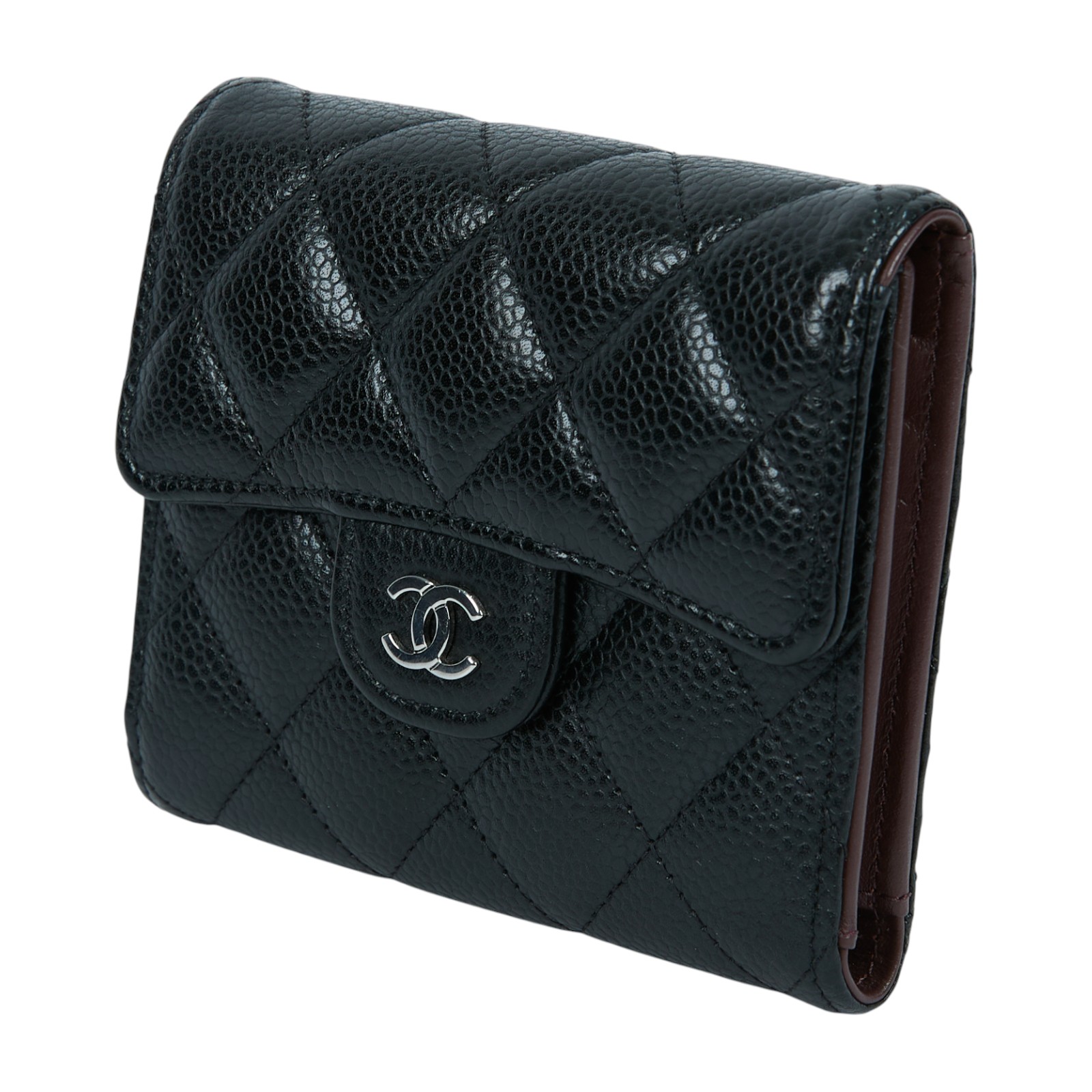 香奈兒 CHANEL 經典 小型 口蓋 皮夾 小牛皮 短夾  AP0231 Y01864 晶片款 黑銀荔枝三折短夾 原廠盒子/防塵袋/購買證明