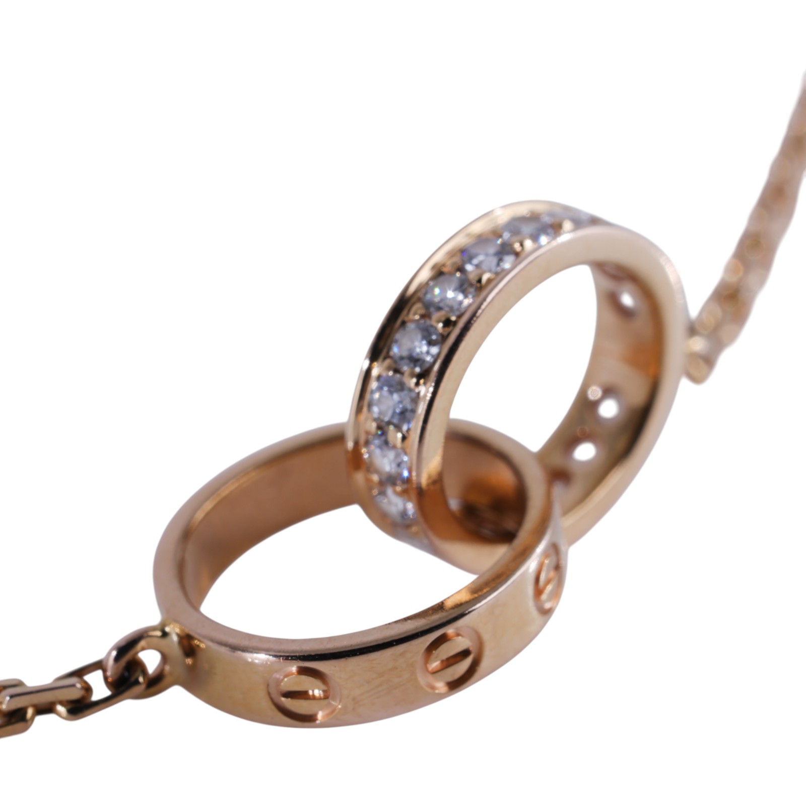 卡地亞 CARTIER Love  吊墜 半鋪鑲鑽石 B7013900 18KPG LOVE 半鋪鑲鑽石項鍊 原廠盒子2/保證卡