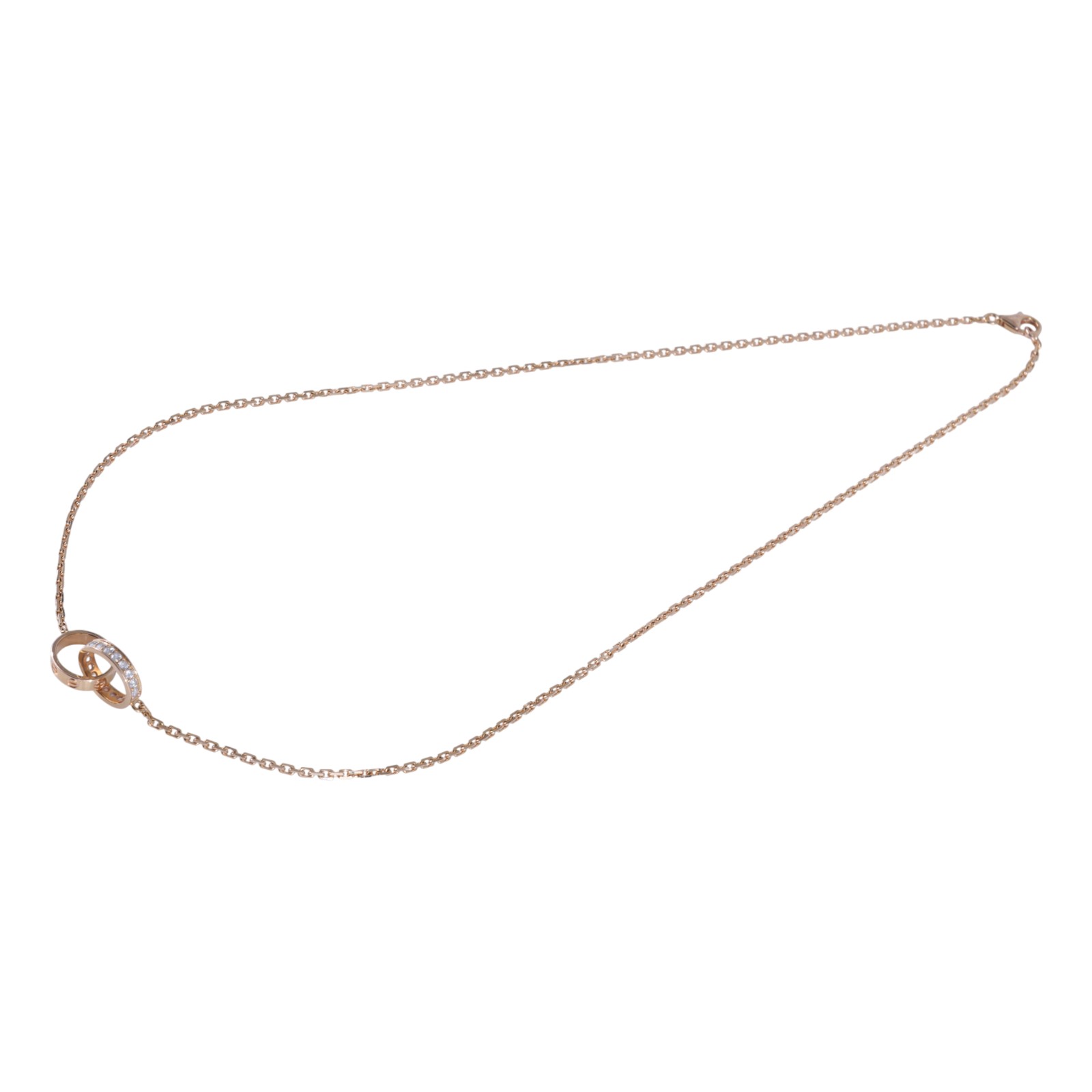 卡地亞 CARTIER Love  吊墜 半鋪鑲鑽石 B7013900 18KPG LOVE 半鋪鑲鑽石項鍊 原廠盒子2/保證卡