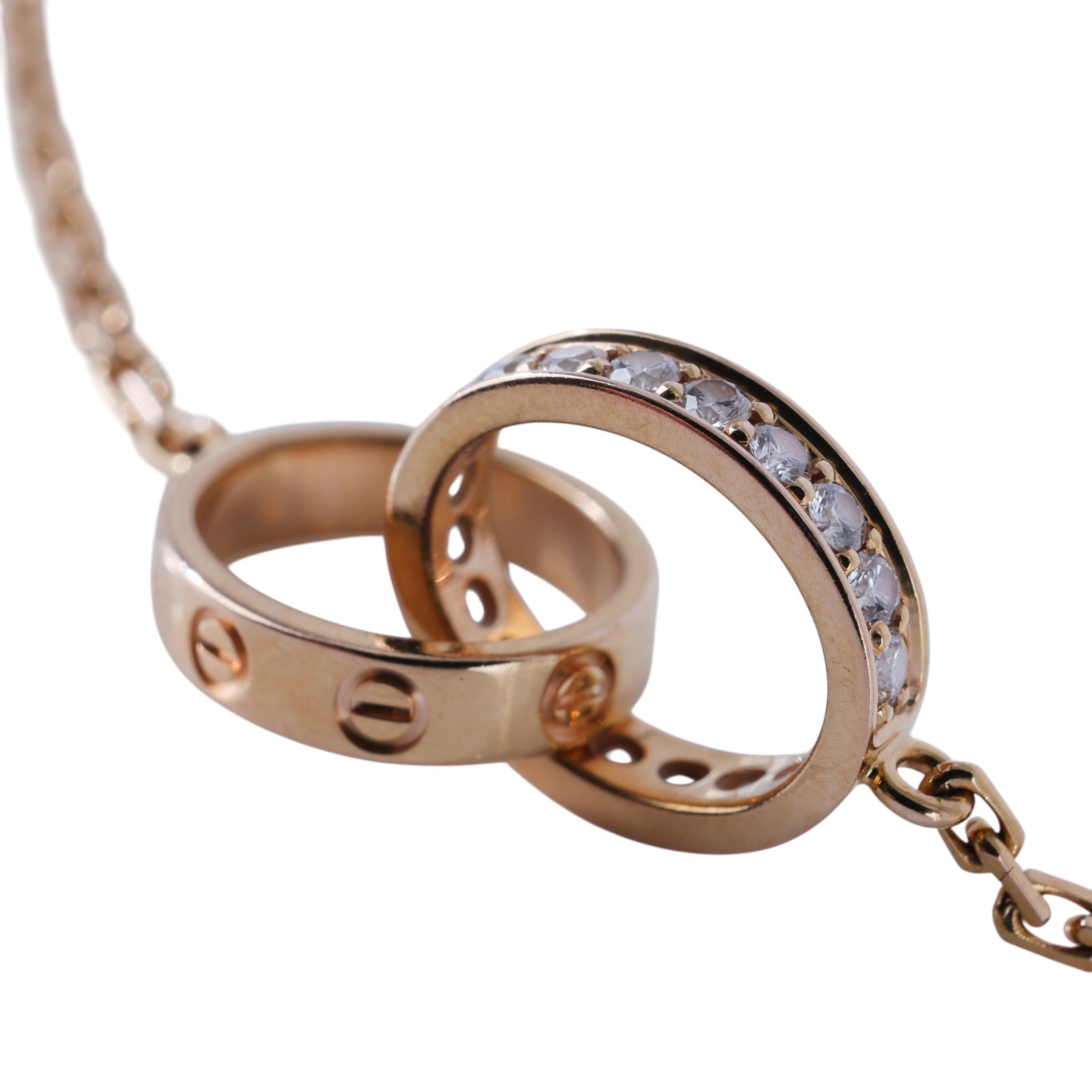 卡地亞 CARTIER Love  吊墜 半鋪鑲鑽石 B7013900 18KPG LOVE 半鋪鑲鑽石項鍊 原廠盒子2/保證卡