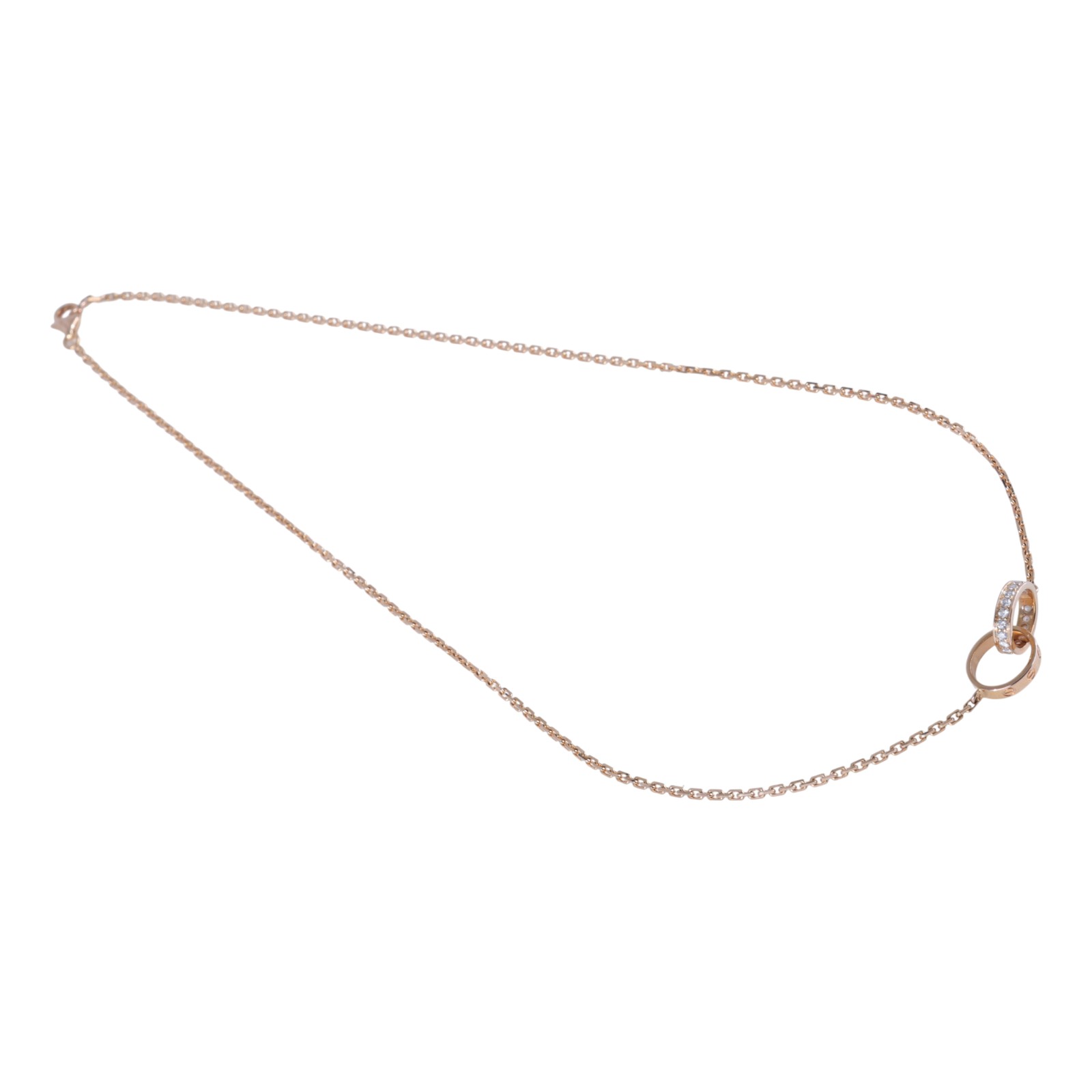 卡地亞 CARTIER Love  吊墜 半鋪鑲鑽石 B7013900 18KPG LOVE 半鋪鑲鑽石項鍊 原廠盒子2/保證卡