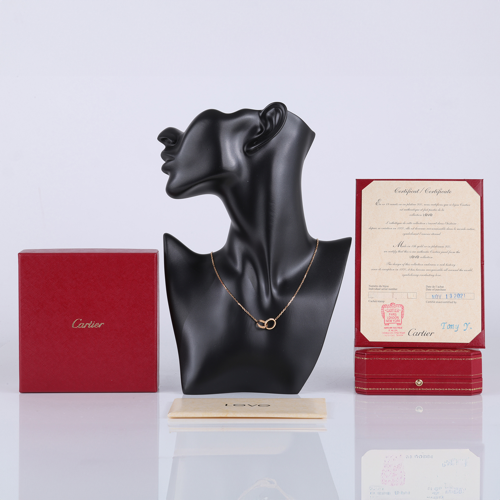卡地亞 CARTIER Love  吊墜 半鋪鑲鑽石 B7013900 18KPG LOVE 半鋪鑲鑽石項鍊 原廠盒子2/保證卡