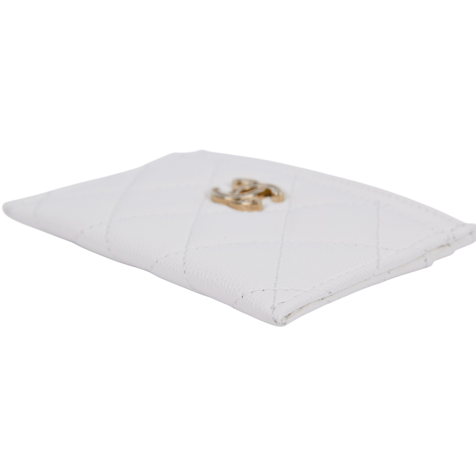 香奈兒 CHANEL 卡片夾 CC 水鑽 AP4820 晶片款 白荔枝水鑽雙C卡夾 原廠盒子