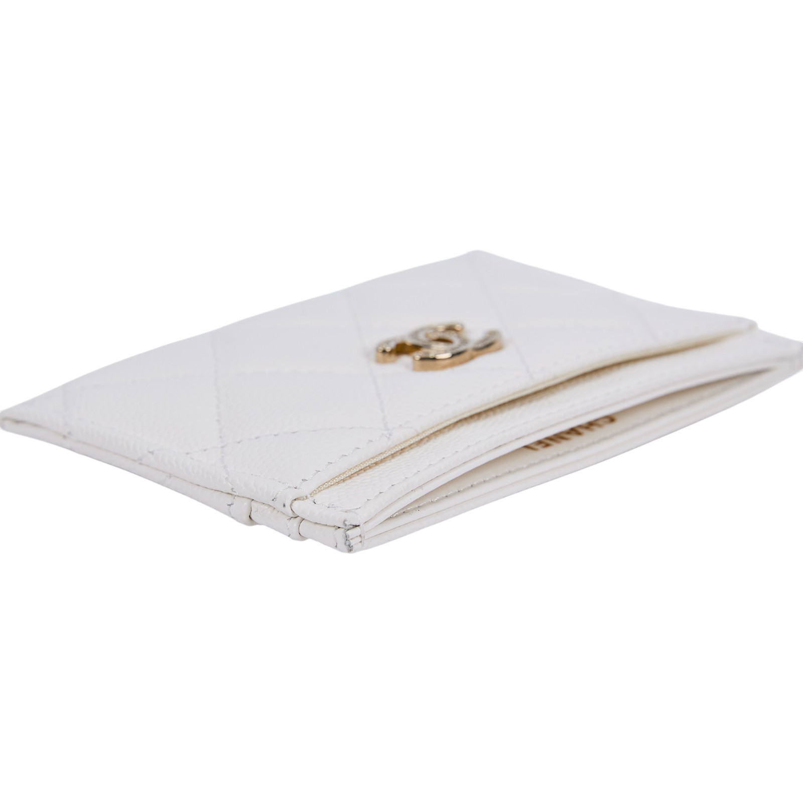 香奈兒 CHANEL 卡片夾 CC 水鑽 AP4820 晶片款 白荔枝水鑽雙C卡夾 原廠盒子