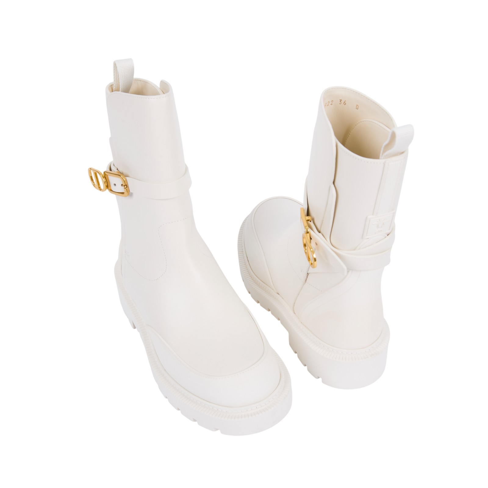 迪奧 CHRISTIAN DIOR 軍靴 中筒 KDI866CRU_36 白CD中筒靴#36 原廠盒子/防塵袋/購買證明