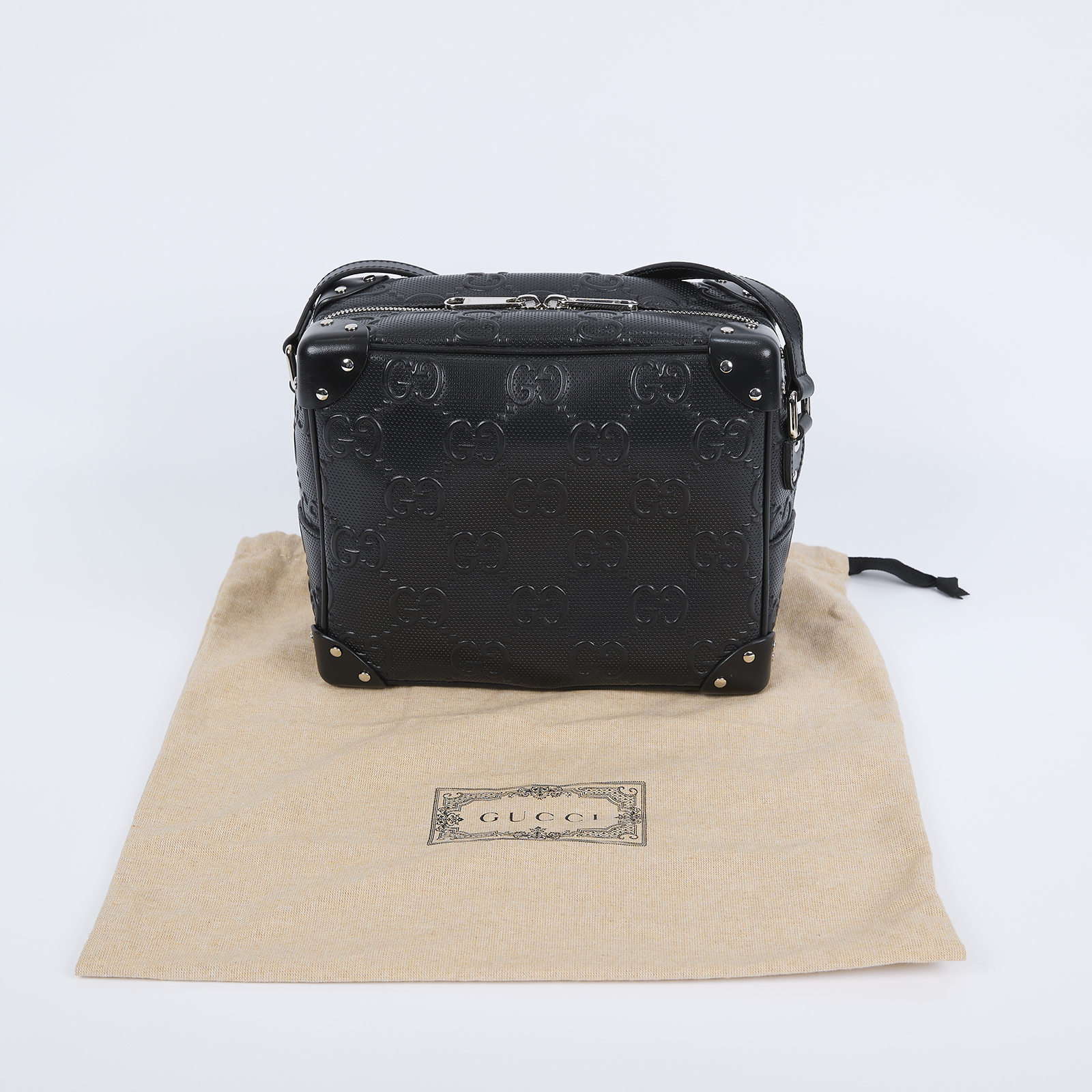 古馳 GUCCI GG  方型 箱包 ‎626363 1W3AN 黑GG壓紋方箱包 防塵袋