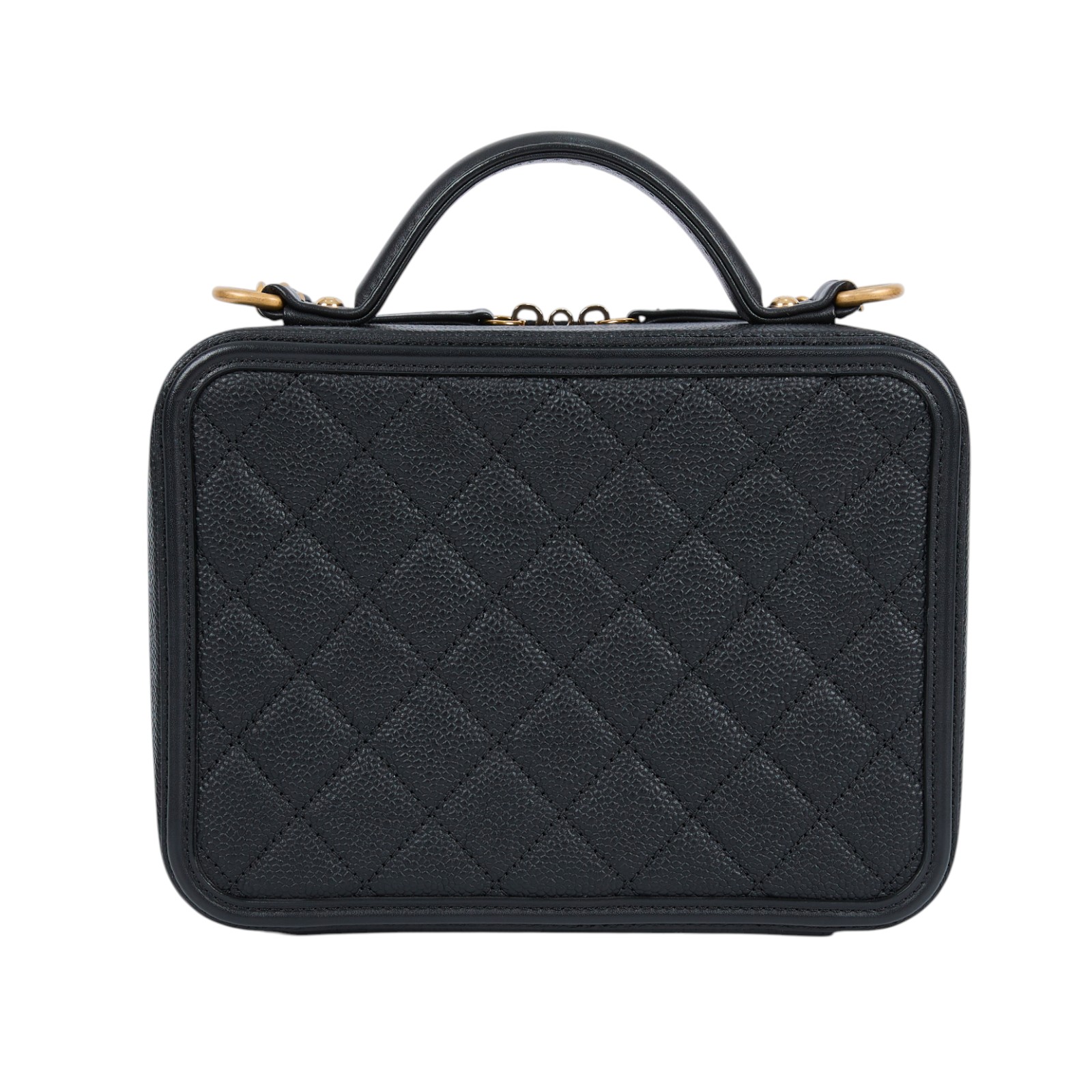 香奈兒 CHANEL Vanity Case 中型 化妝箱 A93343 Y60542 24開黑金荔枝VANITY CASE 原廠盒子/防塵袋/鎖組/購買證明/保證卡