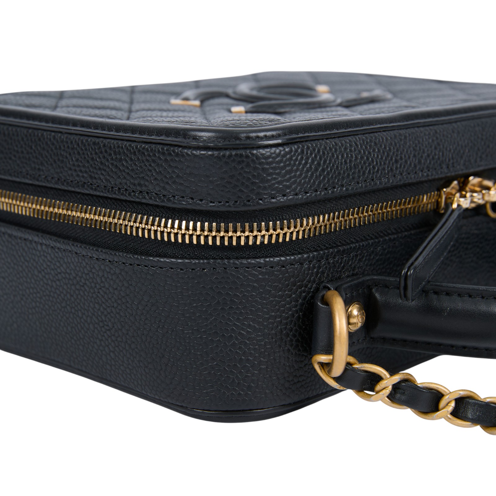 香奈兒 CHANEL Vanity Case 中型 化妝箱 A93343 Y60542 24開黑金荔枝VANITY CASE 原廠盒子/防塵袋/鎖組/購買證明/保證卡