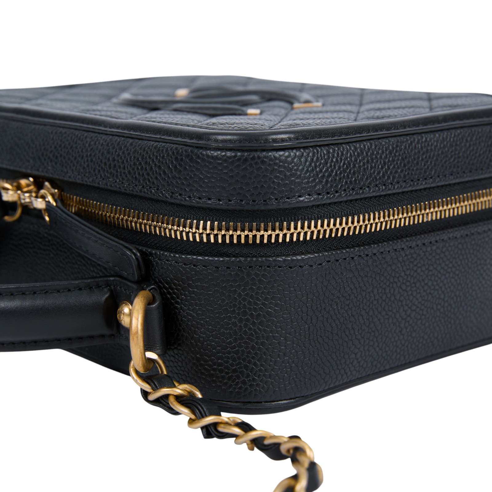 香奈兒 CHANEL Vanity Case 中型 化妝箱 A93343 Y60542 24開黑金荔枝VANITY CASE 原廠盒子/防塵袋/鎖組/購買證明/保證卡