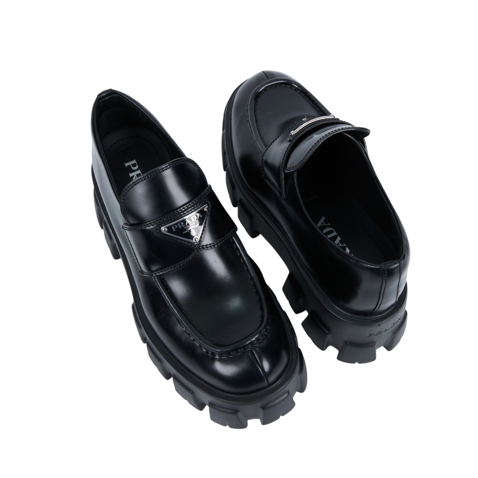 普拉達 PRADA Monolith 亮面 牛津鞋 1D663M_055_38 黑皮鞋 無附屬品