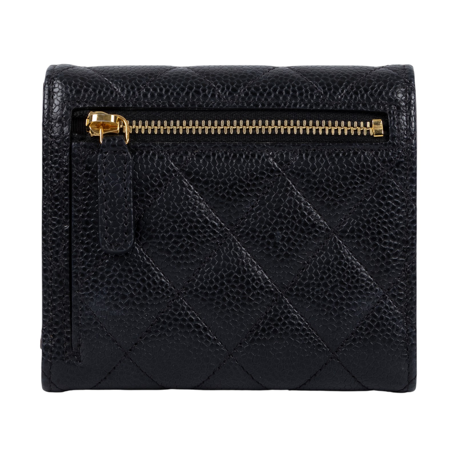 香奈兒 CHANEL 經典 小型 口蓋 皮夾 短夾  AP0231 31開 黑金荔枝牛短夾 無附屬品