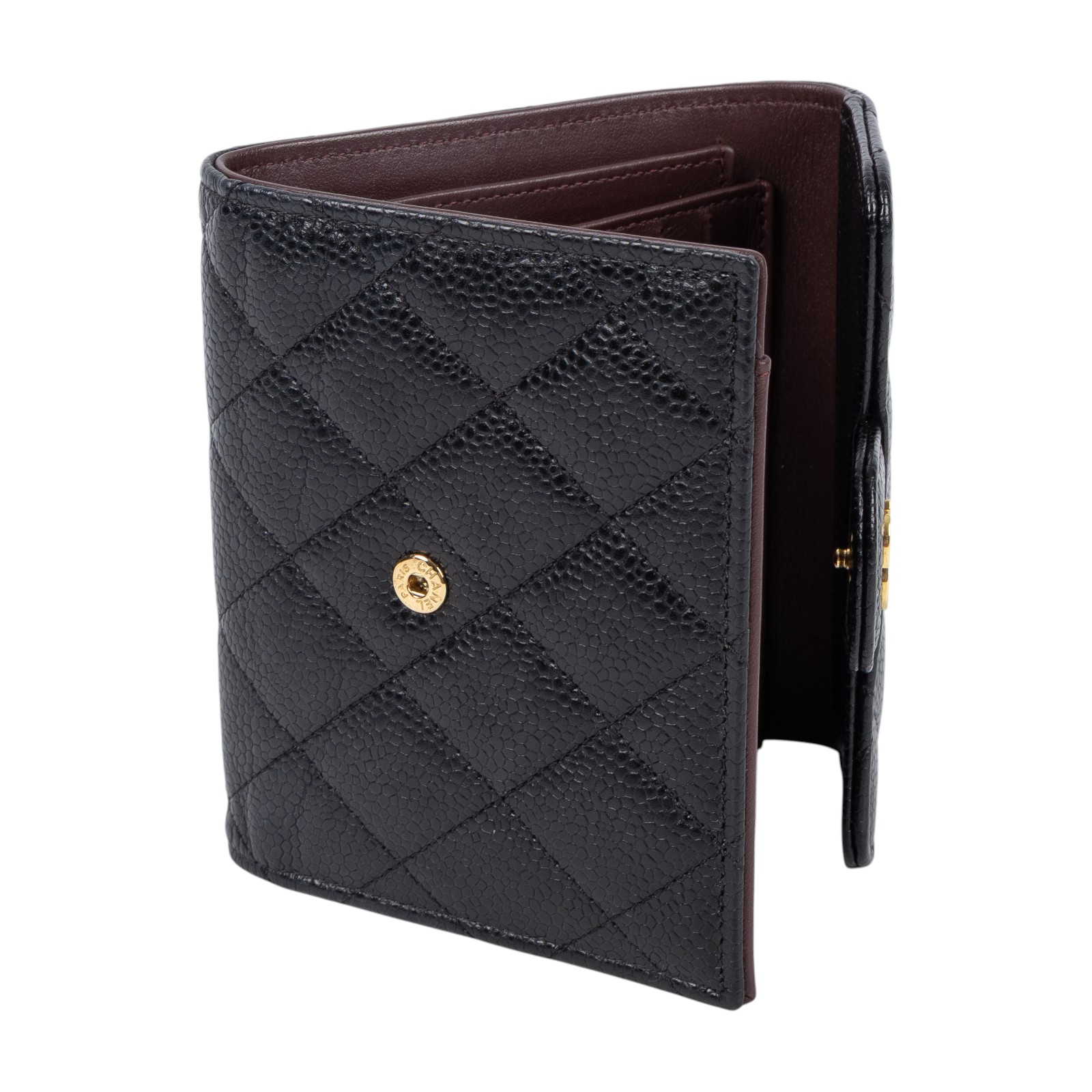 香奈兒 CHANEL 經典 小型 口蓋 皮夾 短夾  AP0231 31開 黑金荔枝牛短夾 無附屬品