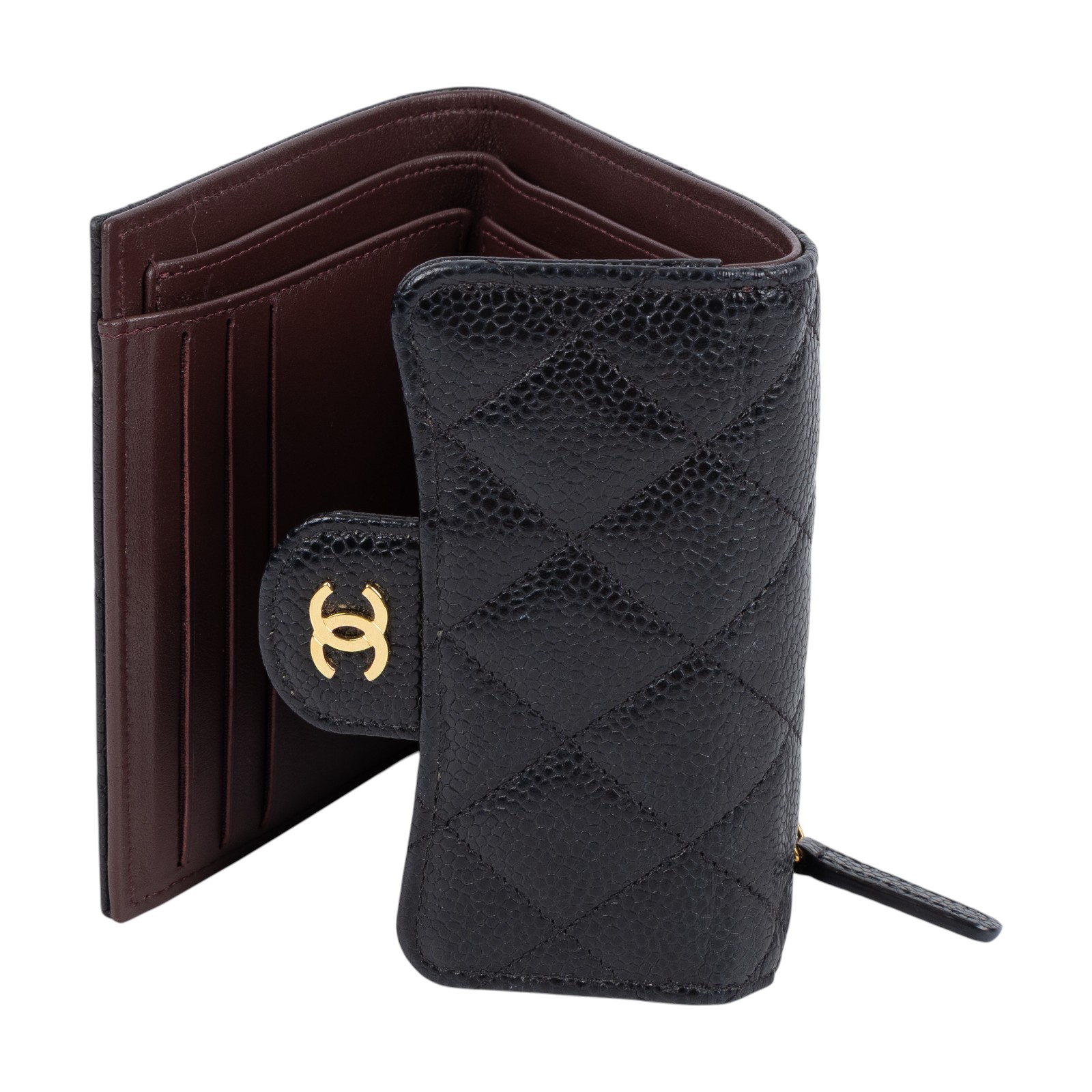 香奈兒 CHANEL 經典 小型 口蓋 皮夾 短夾  AP0231 31開 黑金荔枝牛短夾 無附屬品