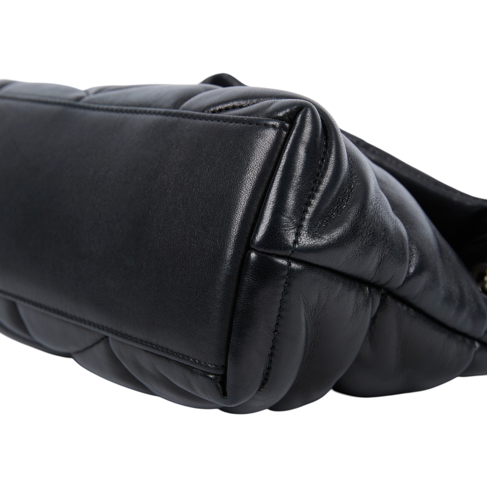 聖羅蘭 YSL SAINT LAURENT Puffer 絎縫納帕皮包 小型 5774761EL00 黑銀PUFFER SMALL 原廠盒子/防塵袋/購買證明