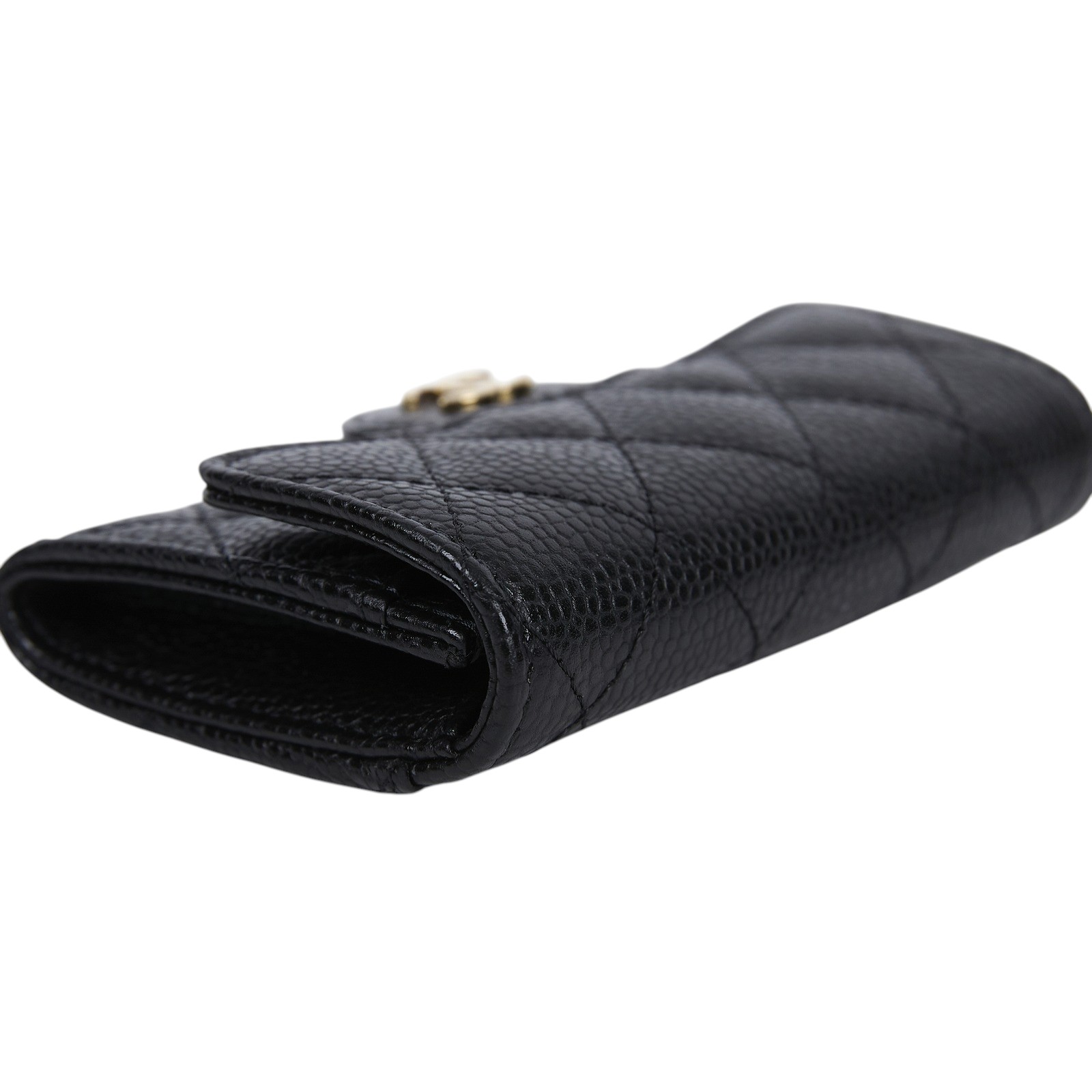 香奈兒 CHANEL CC LOGO 口蓋 卡片夾 錢包 AP0214 晶片款 黑金荔枝卡包 原廠盒子/防塵袋