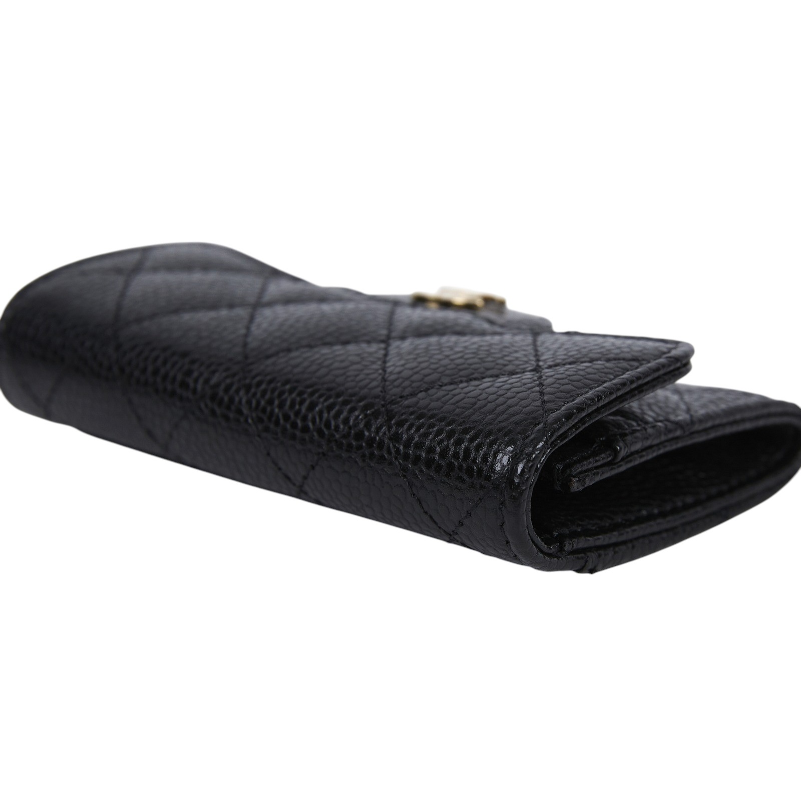 香奈兒 CHANEL CC LOGO 口蓋 卡片夾 錢包 AP0214 晶片款 黑金荔枝卡包 原廠盒子/防塵袋