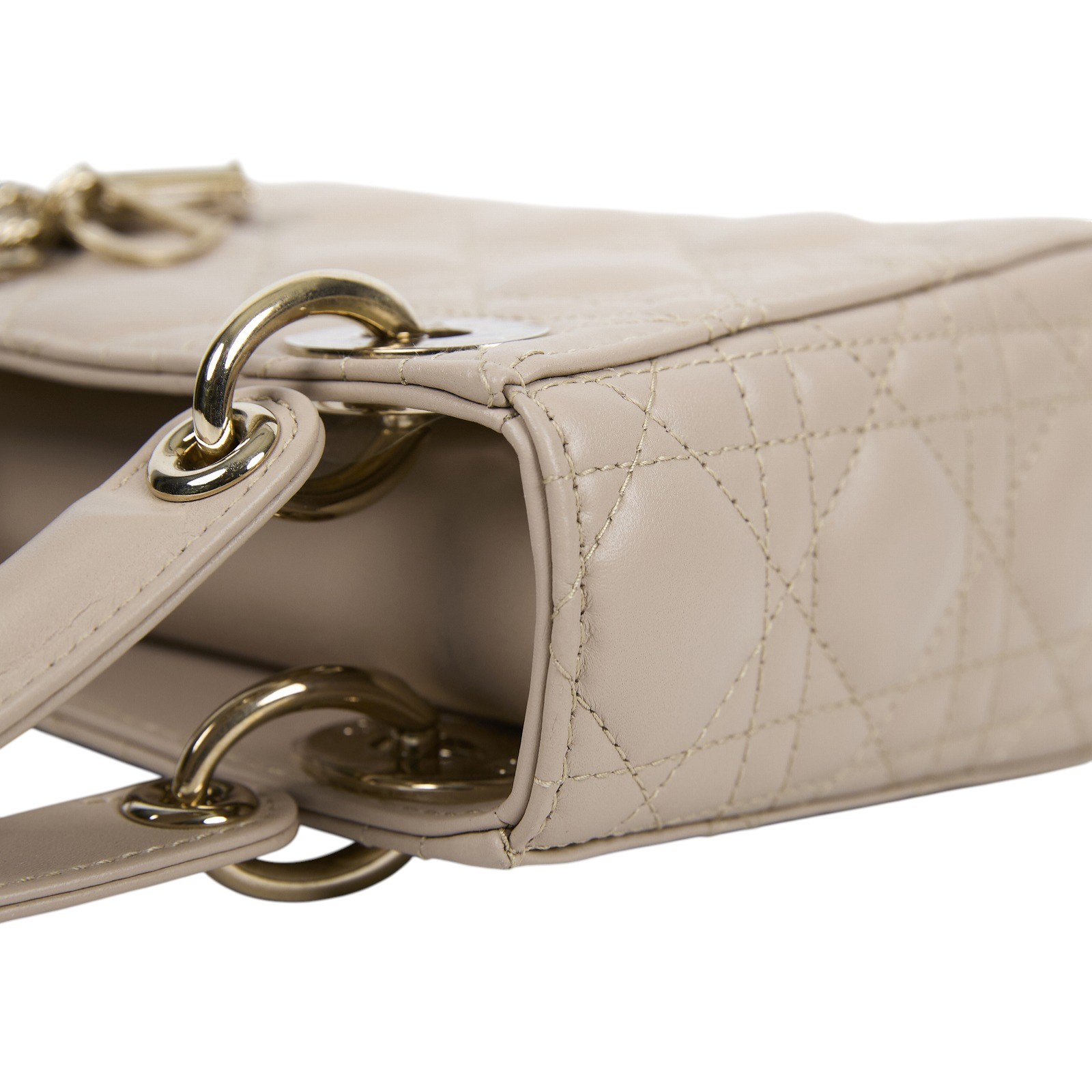 迪奧 CHRISTIAN DIOR Lady Dior 迷你 手提 肩背包 羊皮 M0505ONGE 藕粉LADY DIOR 3X3 原廠盒子/背帶