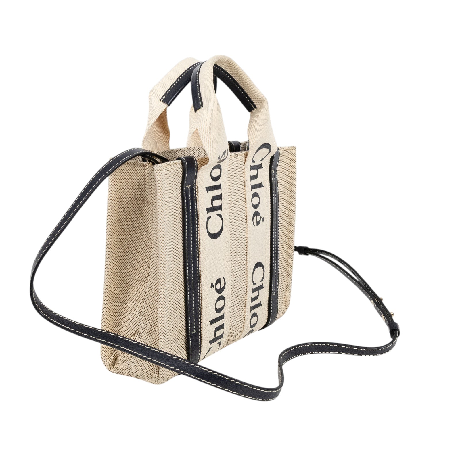 蔻依 CHLOE Woody Small 手提包 肩背包 托特包 CHL23UP873L10247 藍色帆布WOODY 防塵袋/保證卡