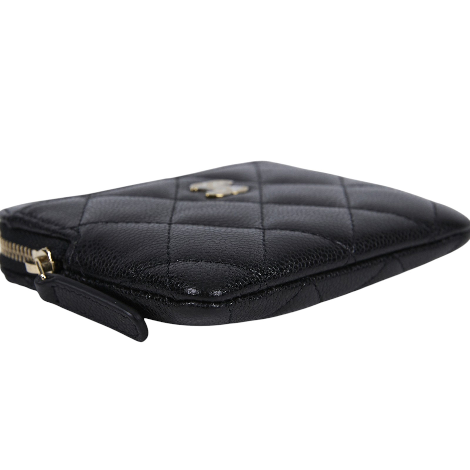 香奈兒 CHANEL CC Logo 5卡 拉鍊 零錢包 AP2061 晶片款 黑金荔枝吐司錢包 原廠盒子/防塵袋/購買證明影本