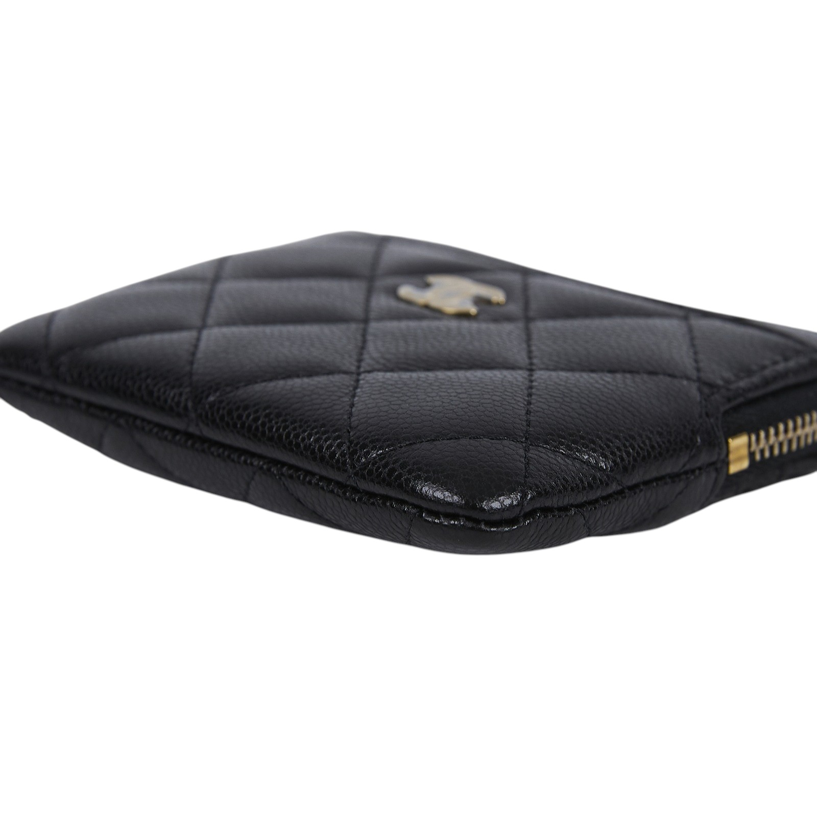 香奈兒 CHANEL CC Logo 5卡 拉鍊 零錢包 AP2061 晶片款 黑金荔枝吐司錢包 原廠盒子/防塵袋/購買證明影本