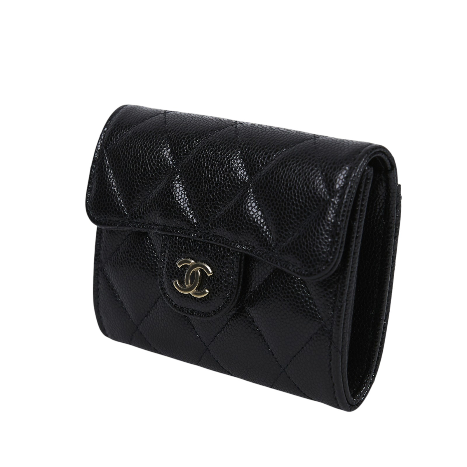 香奈兒 CHANEL 錢包 零錢包 卡夾 AP0220 晶片款 黑金荔枝雙層卡包 原廠盒子/防塵袋