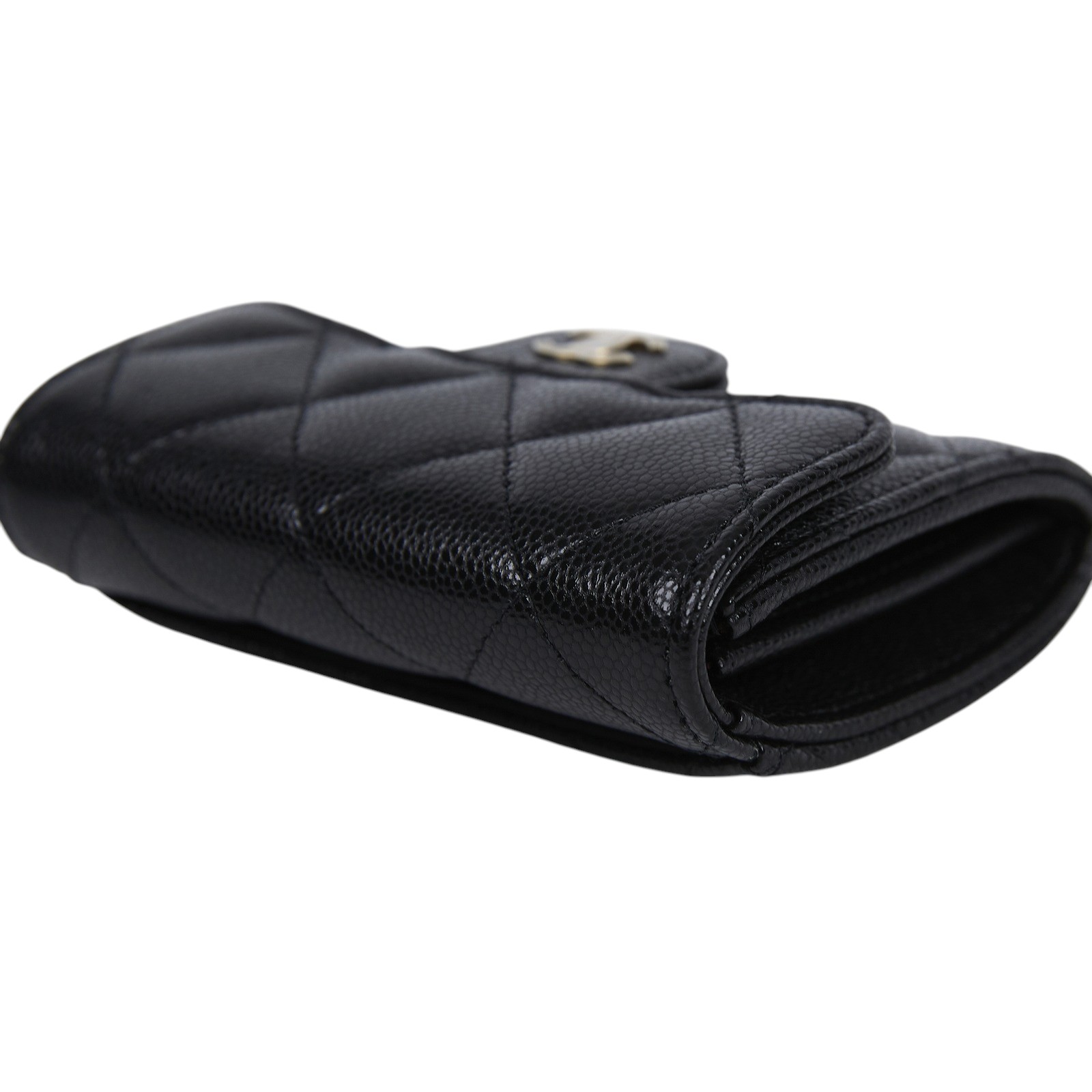 香奈兒 CHANEL 錢包 零錢包 卡夾 AP0220 晶片款 黑金荔枝雙層卡包 原廠盒子/防塵袋