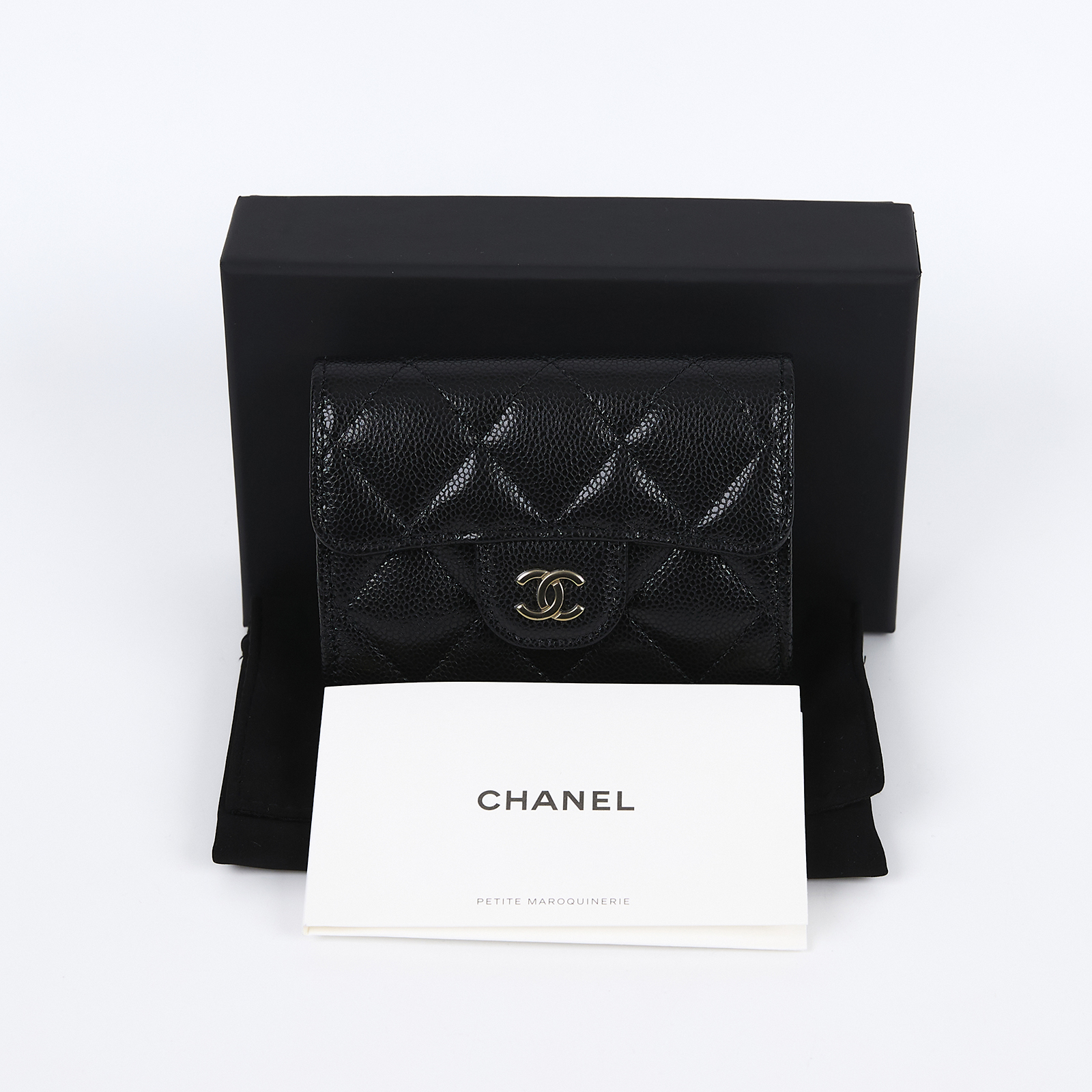 香奈兒 CHANEL 錢包 零錢包 卡夾 AP0220 晶片款 黑金荔枝雙層卡包 原廠盒子/防塵袋