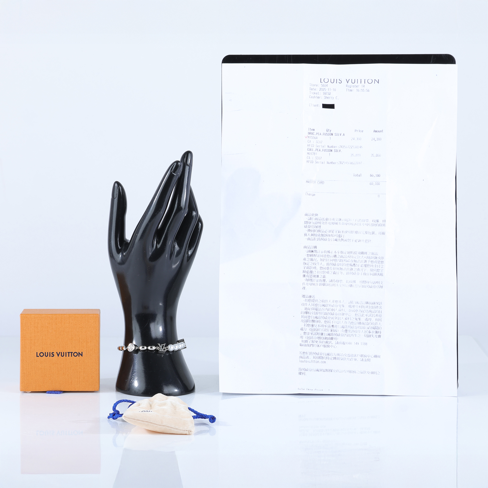 路易威登 LOUIS VUITTON Pearls Fusion 手鍊 M1556A Pearls Fusion 手鍊 原廠盒子/防塵袋/購買證明影本