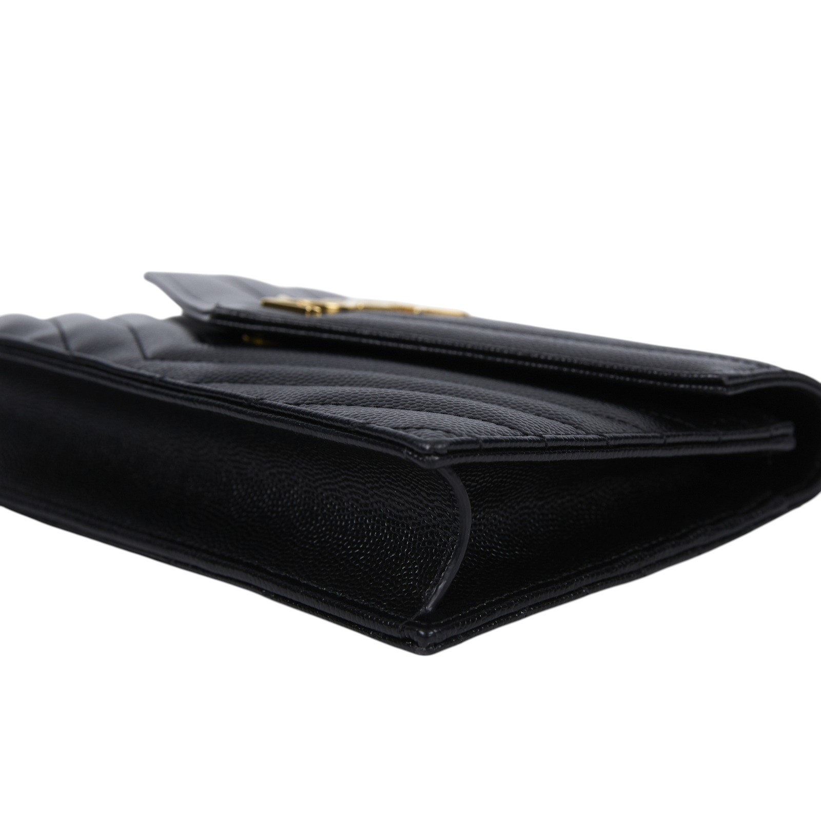 聖羅蘭 YSL SAINT LAURENT Cassandre 信封袋式 鏈條 錢包 742920BOW01 黑金魚子醬WOC 背帶